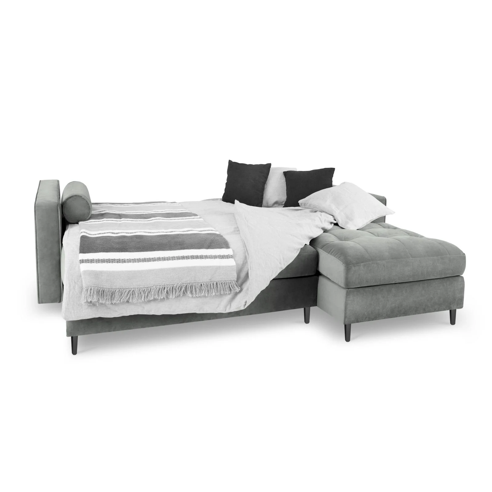 Aspen 5-Sitzer Ecksofa mit Schlaffunktion und Stauraum, Rechte Seite, aus Samt oder Strukturstoff, 240x175x96 cm - Image 74