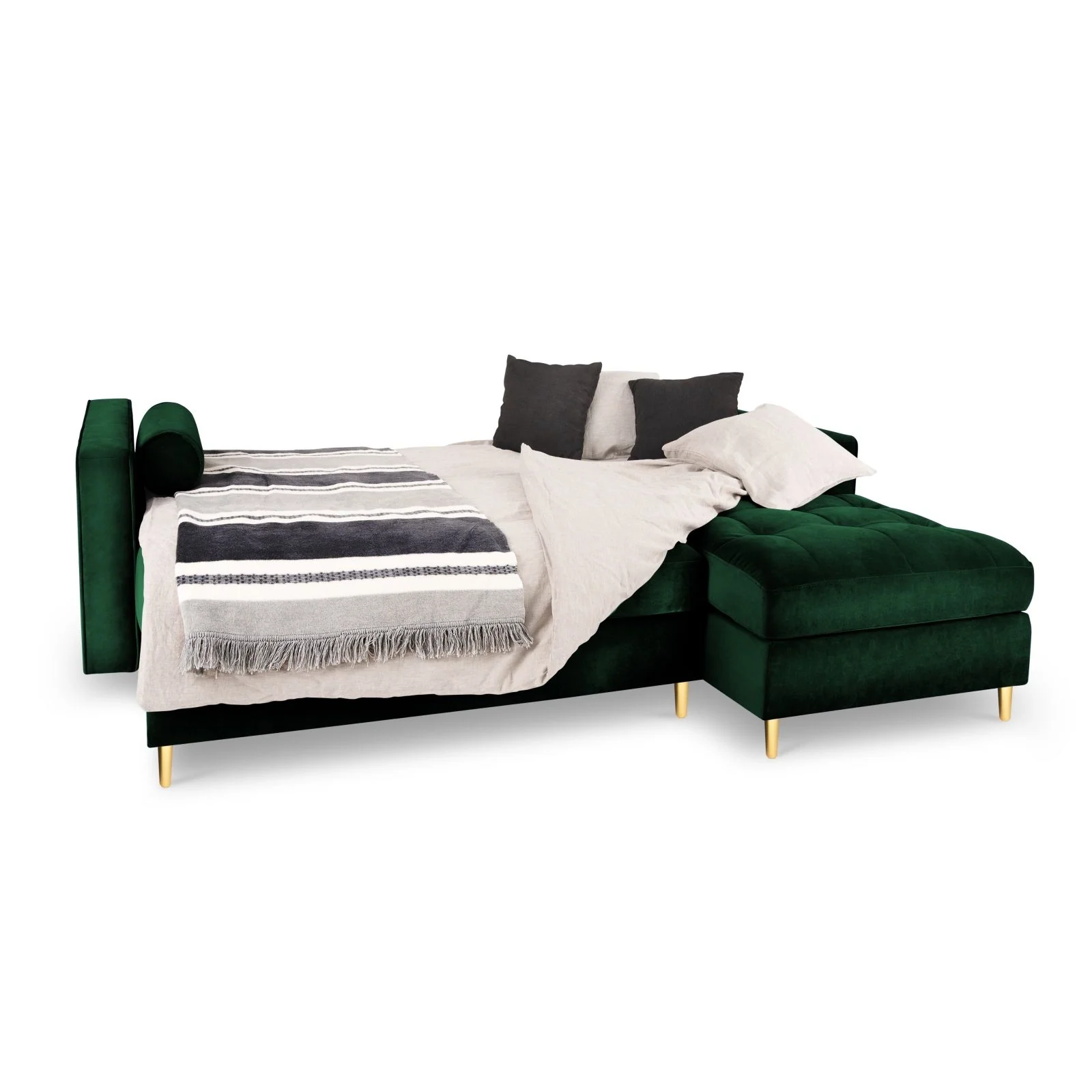 Aspen 5-Sitzer Ecksofa mit Schlaffunktion und Stauraum, Rechte Seite, aus Samt oder Strukturstoff, 240x175x96 cm - Image 8