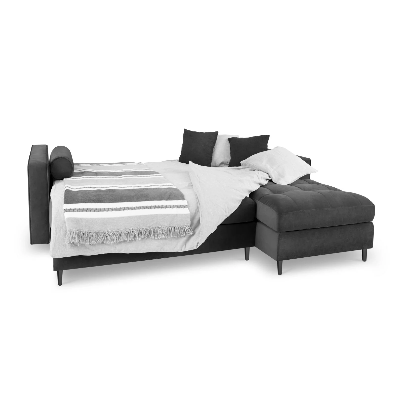 Aspen 5-Sitzer Ecksofa mit Schlaffunktion und Stauraum, Rechte Seite, aus Samt oder Strukturstoff, 240x175x96 cm - Image 80