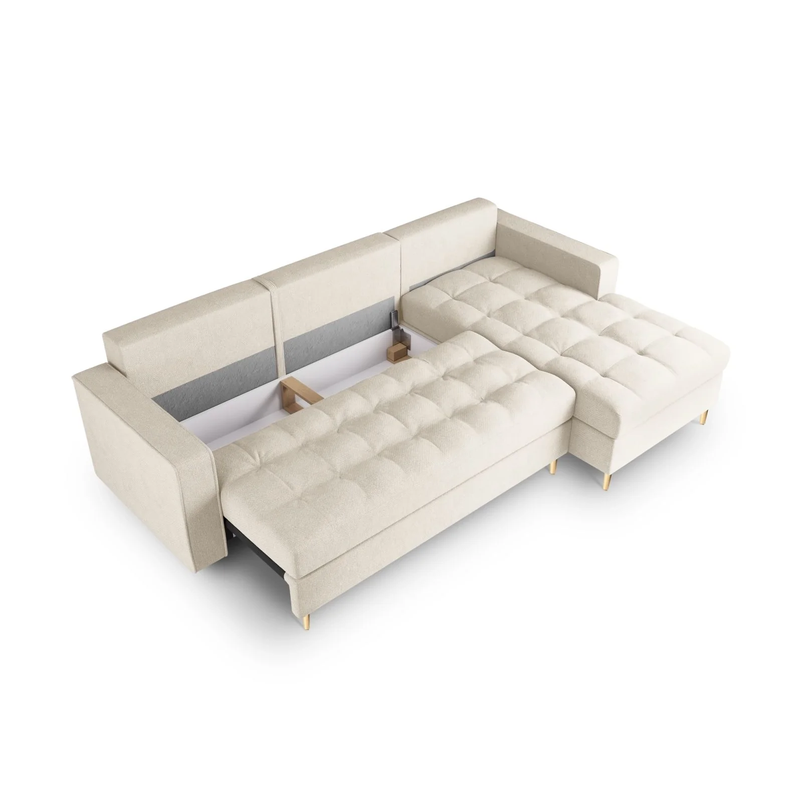 Aspen 5-Sitzer Ecksofa mit Schlaffunktion und Stauraum, Rechte Seite, aus Samt oder Strukturstoff, 240x175x96 cm - Image 98
