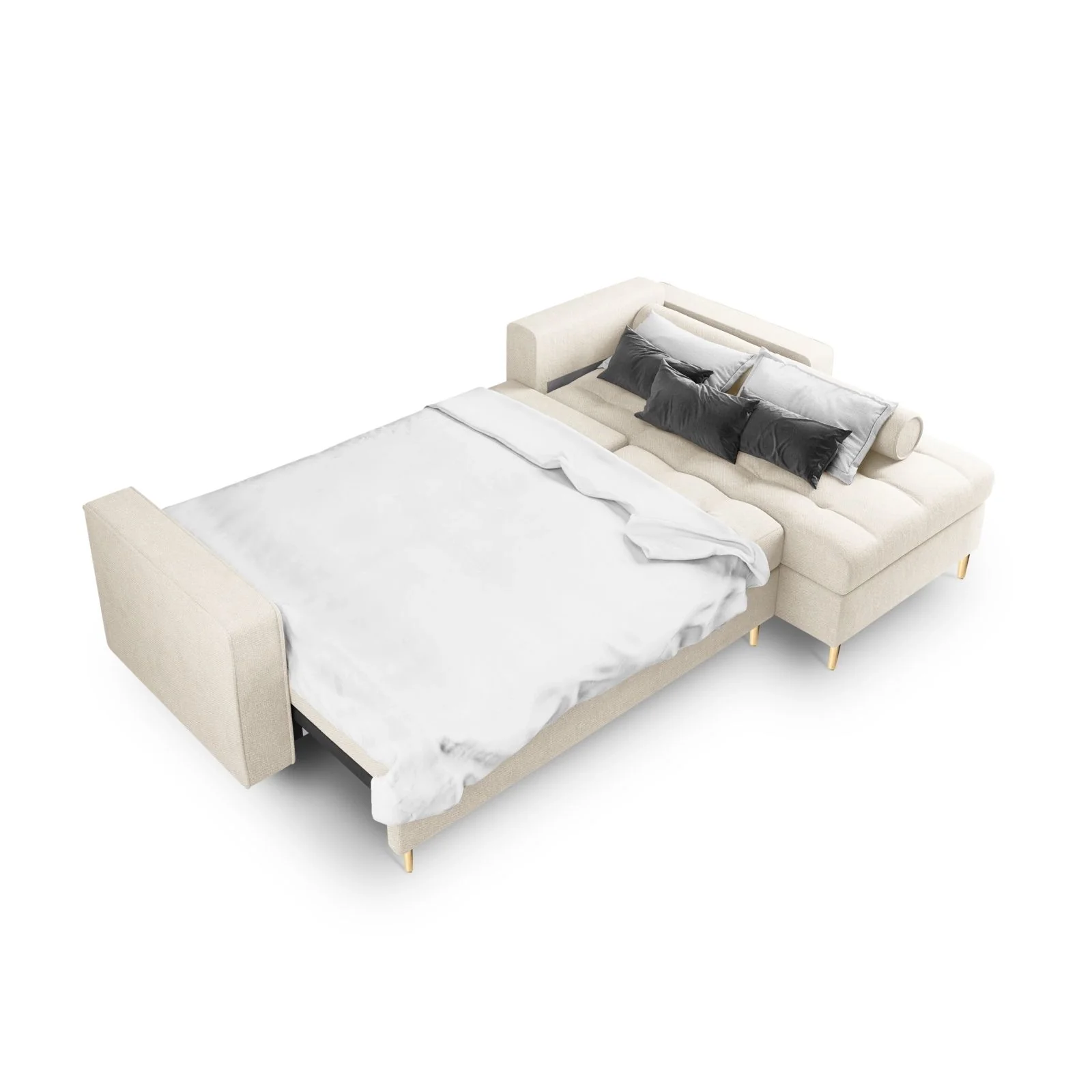Aspen 5-Sitzer Ecksofa mit Schlaffunktion und Stauraum, Rechte Seite, aus Samt oder Strukturstoff, 240x175x96 cm - Image 99