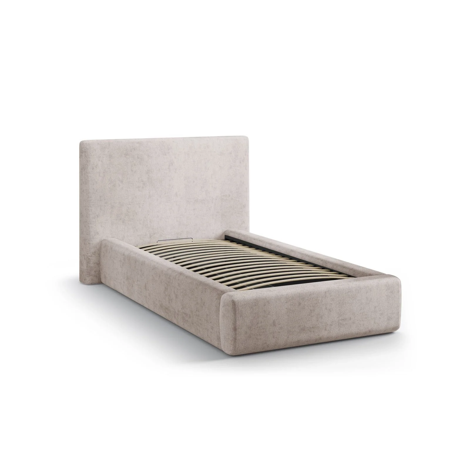 Asti Bett mit Kopfteil und Stauraum, aus Samt, Chenille oder Strukturstoff, 90x200 cm - Image 100