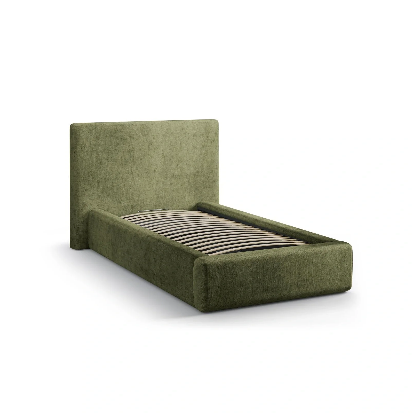 Asti Bett mit Kopfteil und Stauraum, aus Samt, Chenille oder Strukturstoff, 90x200 cm - Image 112