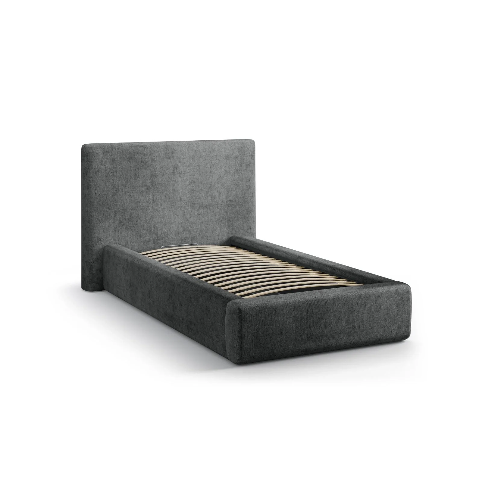 Asti Bett mit Kopfteil und Stauraum, aus Samt, Chenille oder Strukturstoff, 90x200 cm - Image 136