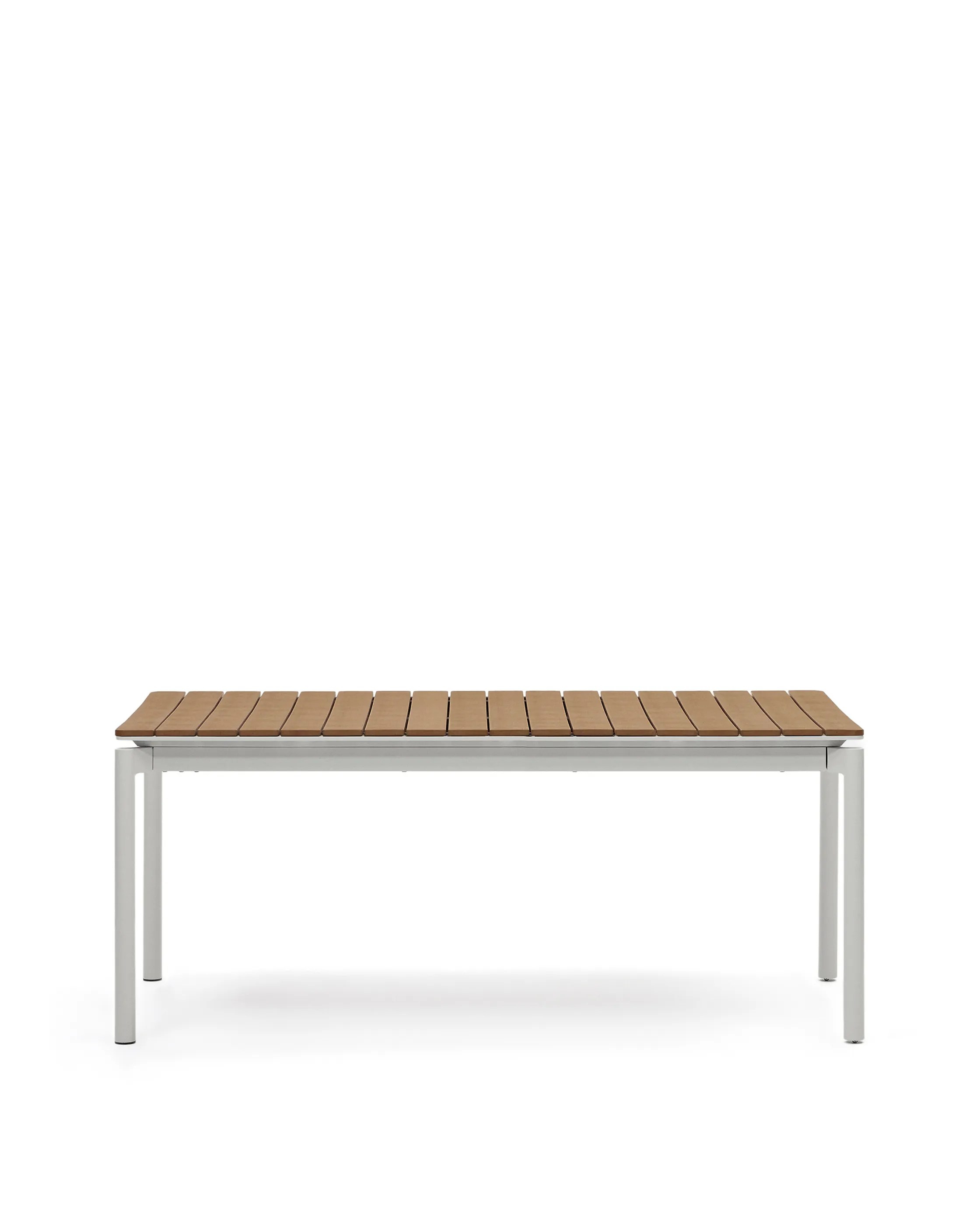 Ausziehbarer Outdoor-Tisch Canyelles aus Polyholz und Aluminium, hellgrau 180 (240) x 100 cm