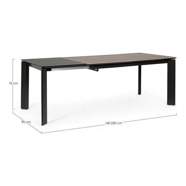 Esstisch ausziehbar Grau-Schwarz 160-220x90cm Briva - Image 2