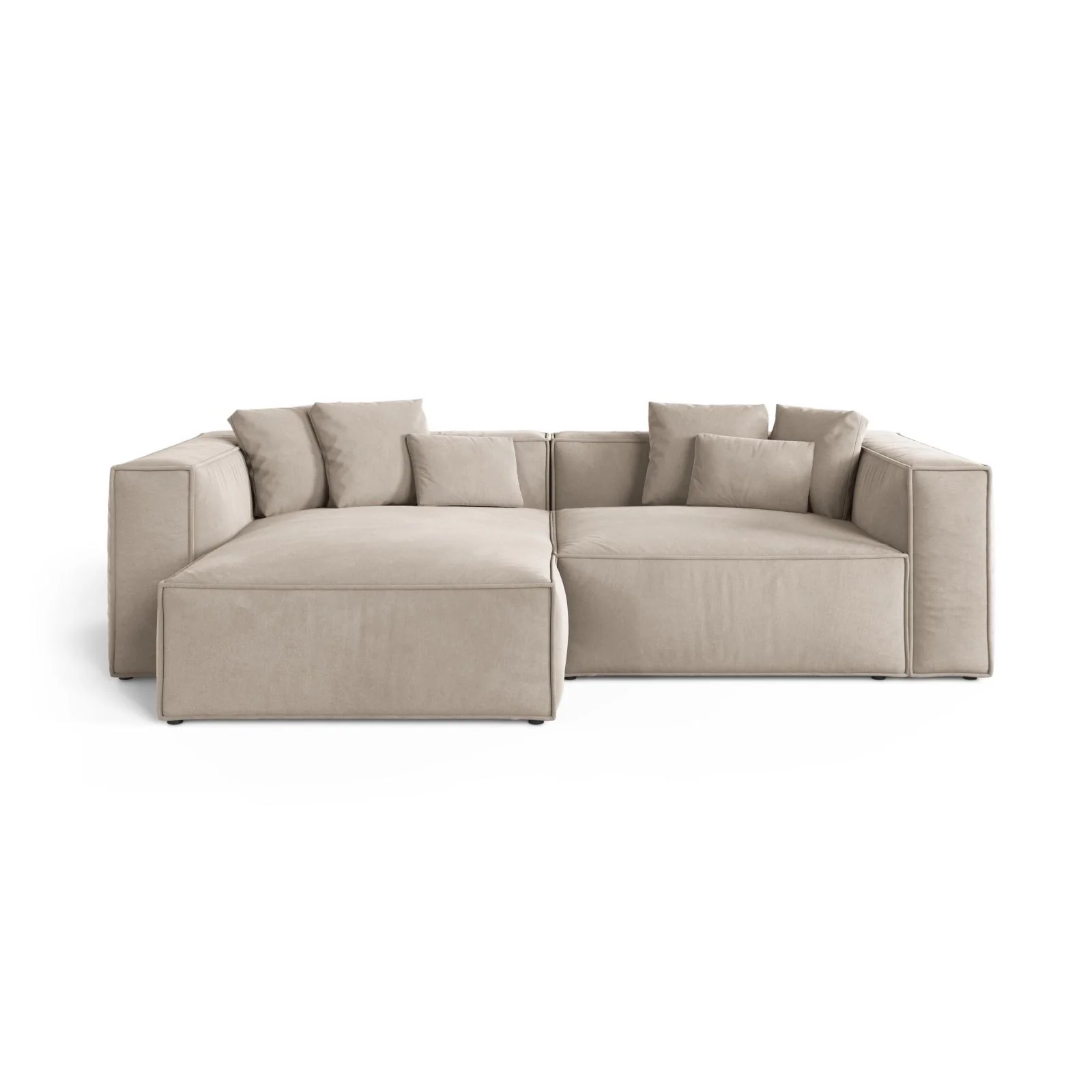 Aveiro 3-Sitzer Ecksofa, Linke Seite, aus Samt, Chenille oder Strukturstoff, 254x167x86 cm
