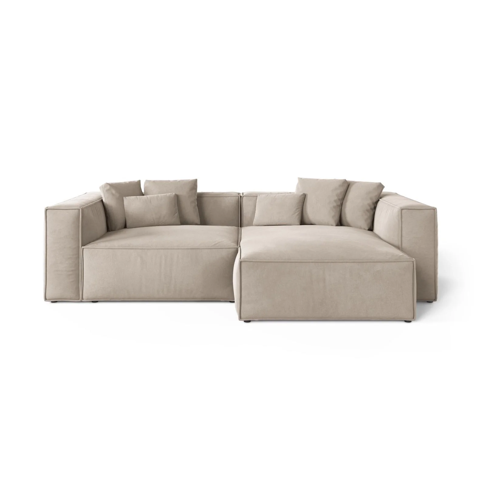 Aveiro 3-Sitzer Ecksofa, Rechte Seite, aus Samt, Chenille oder Strukturstoff, 254x167x86 cm