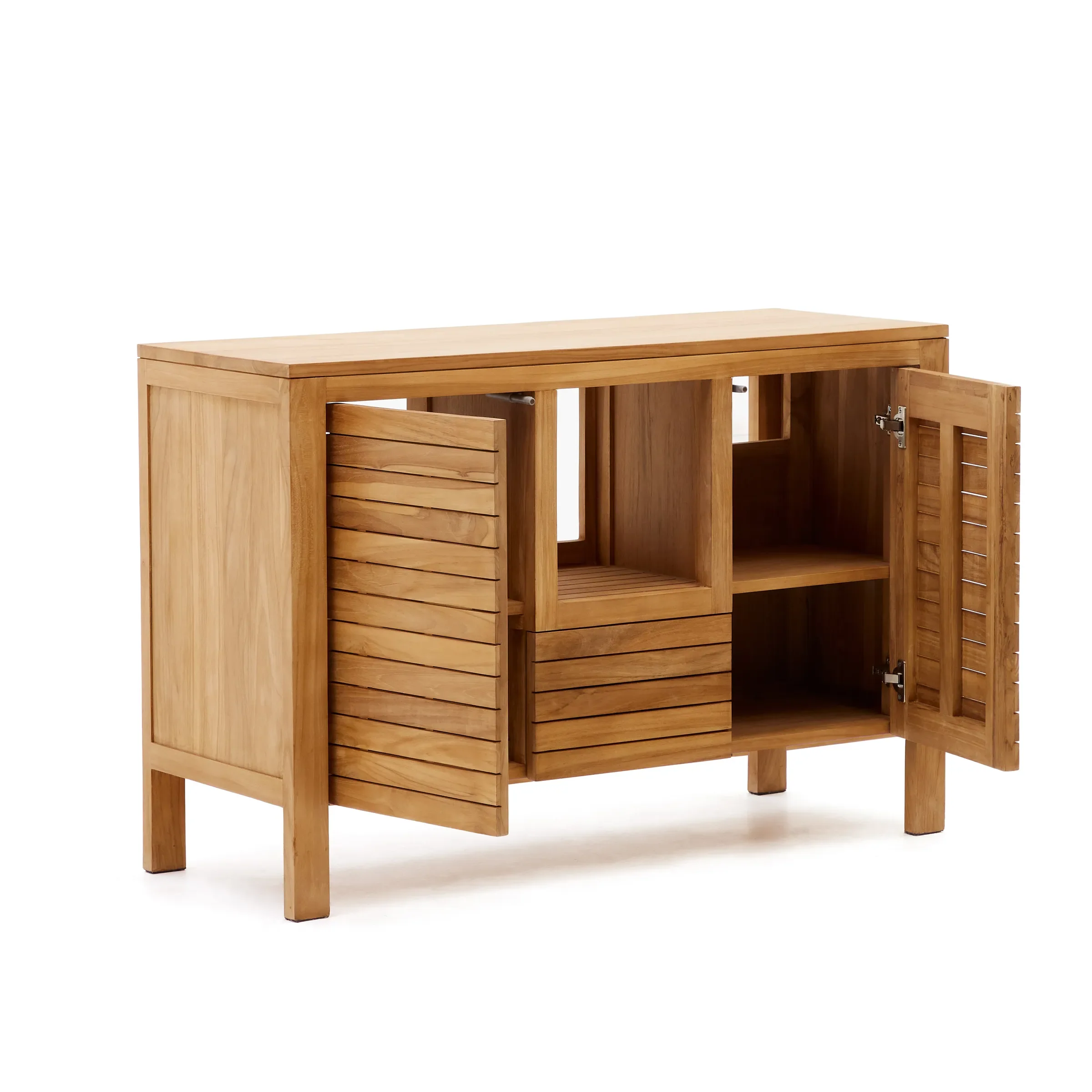 Badezimmermöbel Neria aus massivem Teakholz natürlichem Finish 120 x 45 cm - Image 5