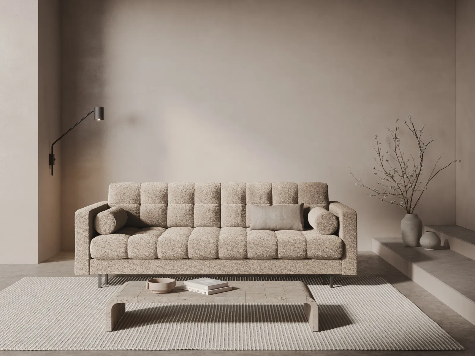Bali 3-Sitzer Sofa mit Schlaffunktion und Stauraum, aus Samt, Boucle oder Strukturstoff, 222x84x105 cm - Image 10