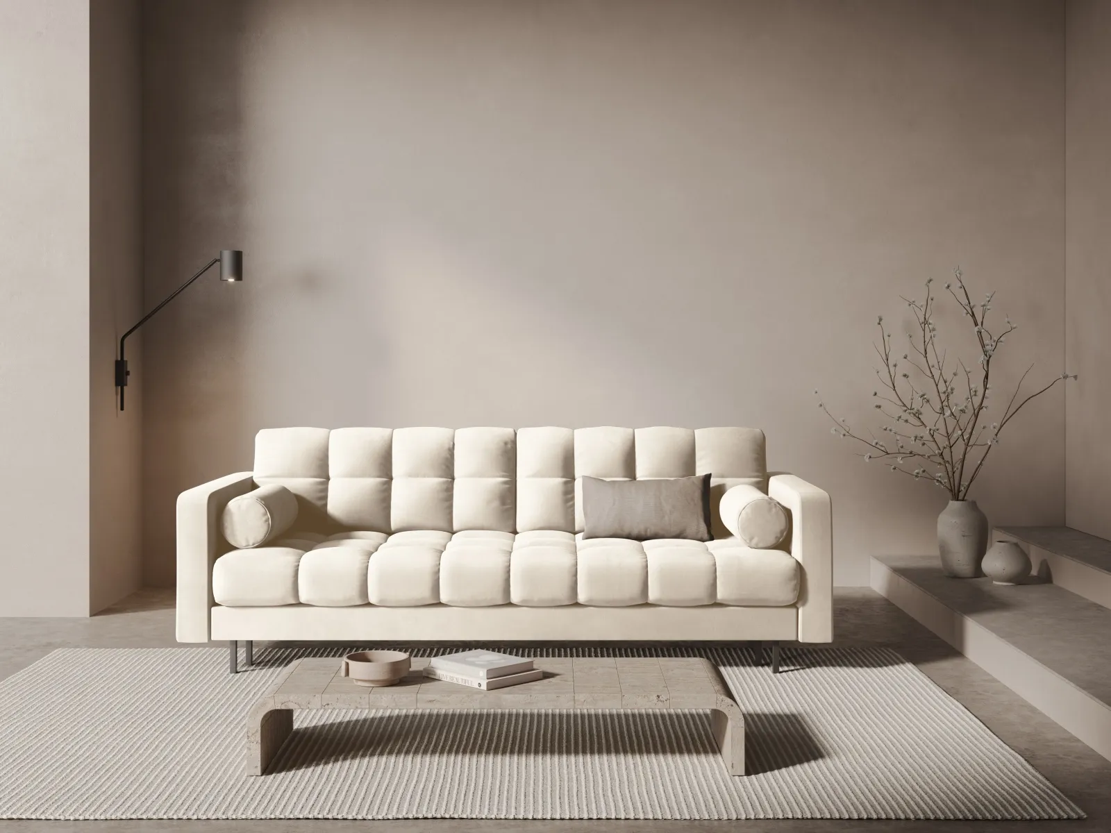 Bali 3-Sitzer Sofa mit Schlaffunktion und Stauraum, aus Samt, Boucle oder Strukturstoff, 222x84x105 cm - Image 106