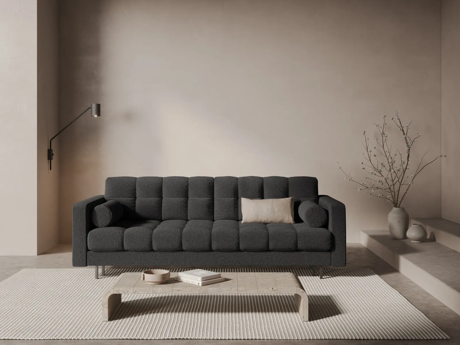 Bali 3-Sitzer Sofa mit Schlaffunktion und Stauraum, aus Samt, Boucle oder Strukturstoff, 222x84x105 cm - Image 18