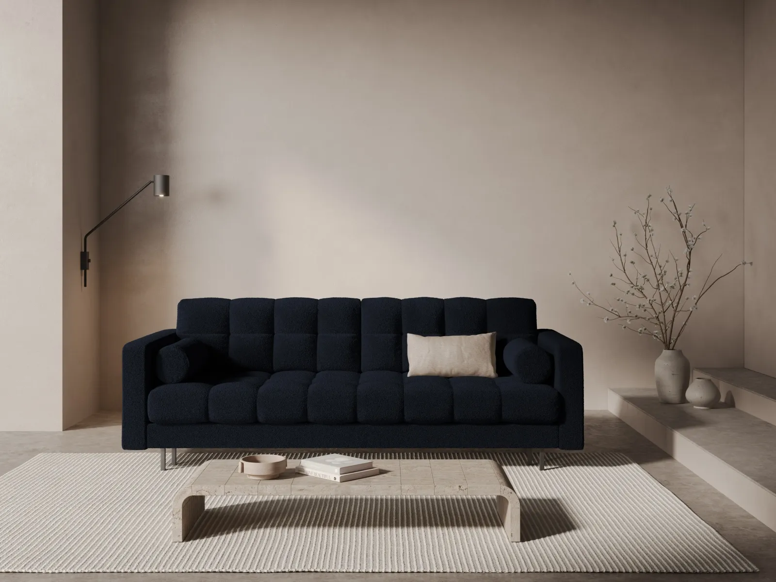 Bali 3-Sitzer Sofa mit Schlaffunktion und Stauraum, aus Samt, Boucle oder Strukturstoff, 222x84x105 cm - Image 34