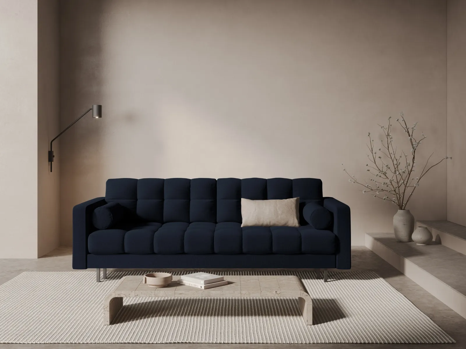 Bali 3-Sitzer Sofa mit Schlaffunktion und Stauraum, aus Samt, Boucle oder Strukturstoff, 222x84x105 cm - Image 74