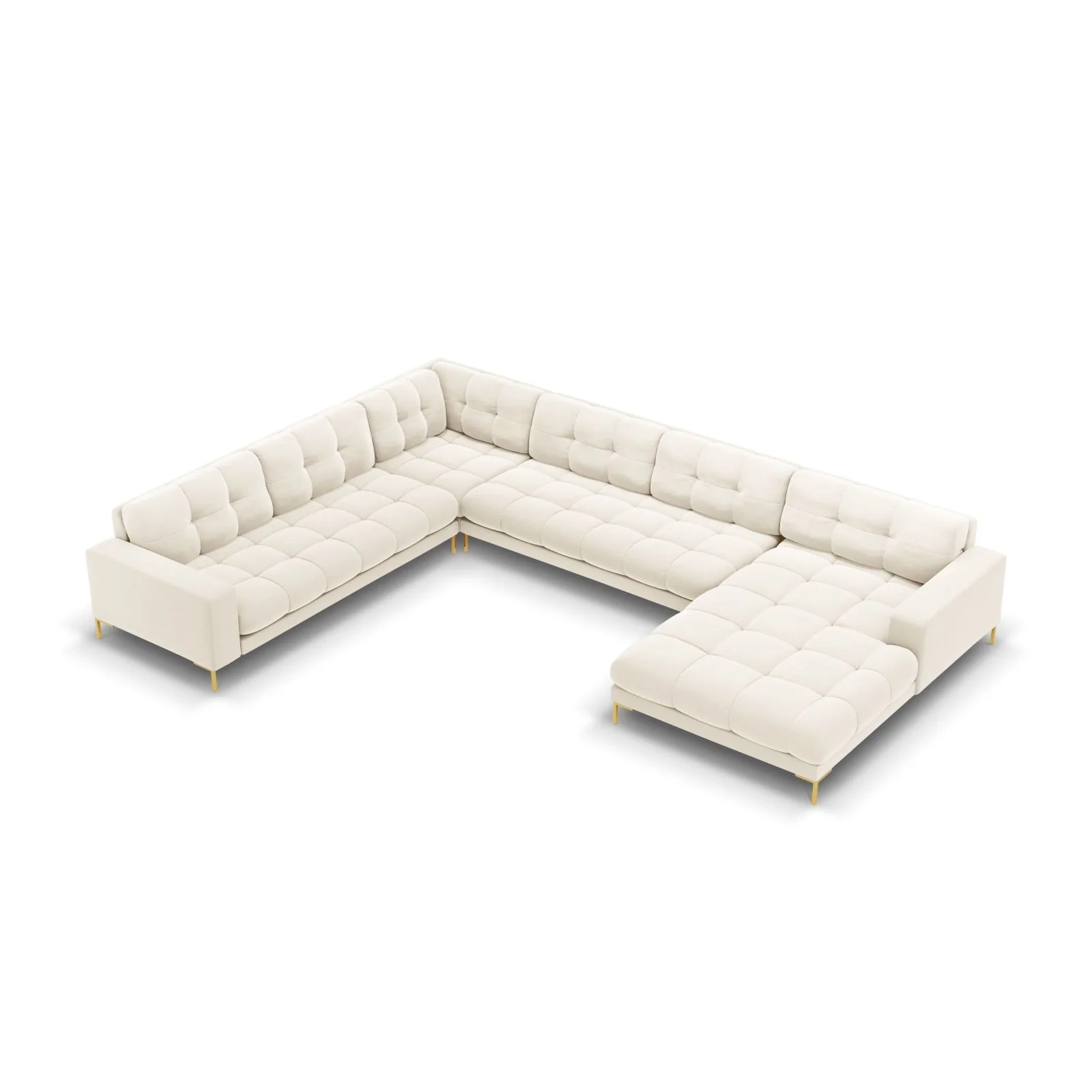 Bali 7-Sitzer Panorama Ecksofa, Linke Seite, aus Samt, 327x256x75 cm