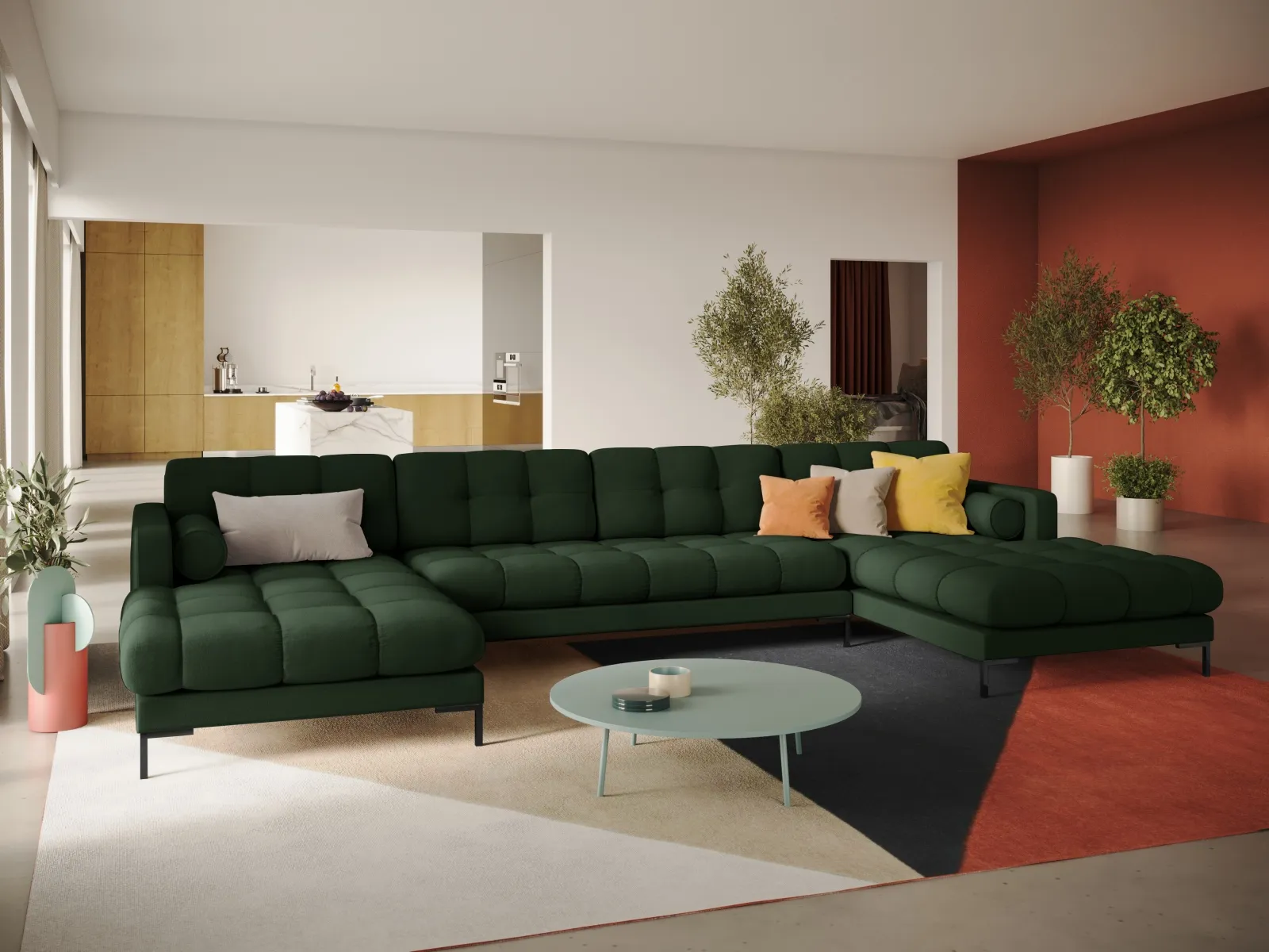Bali 7-Sitzer Panorama Sofa aus Strukturstoff, 383x185x75 cm - Image 134