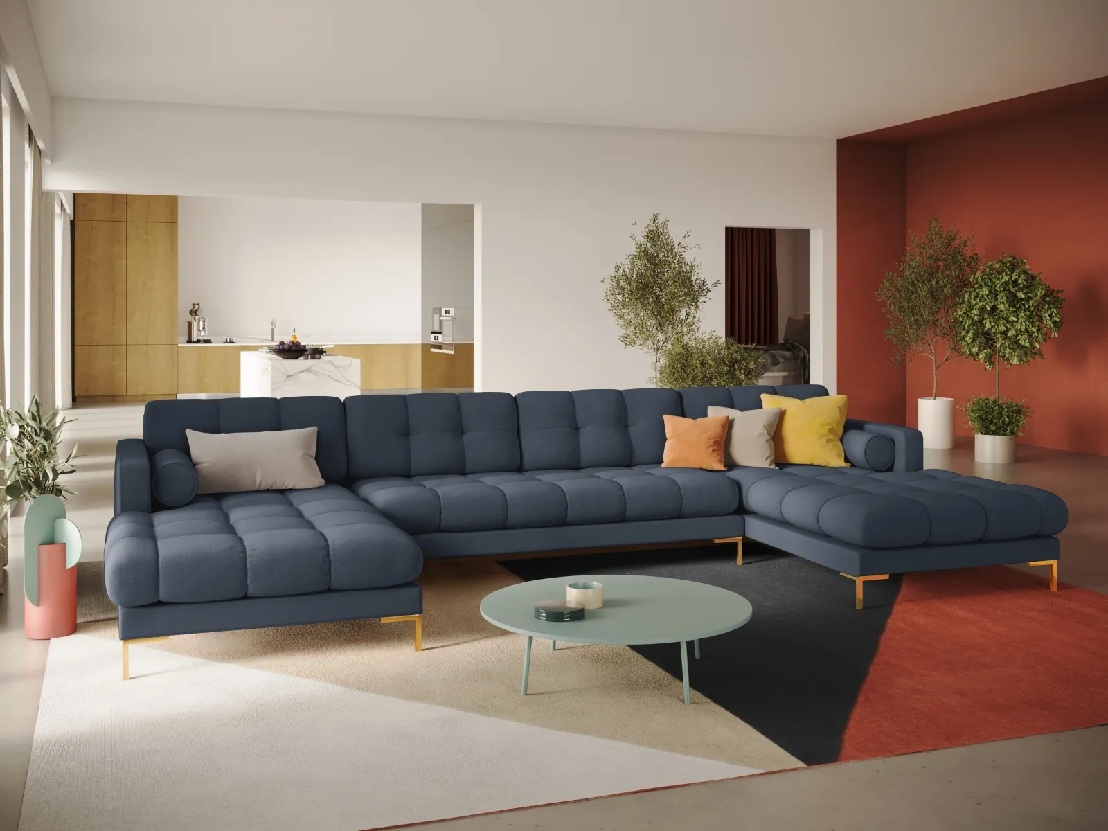 Bali 7-Sitzer Panorama Sofa aus Strukturstoff, 383x185x75 cm - Image 88