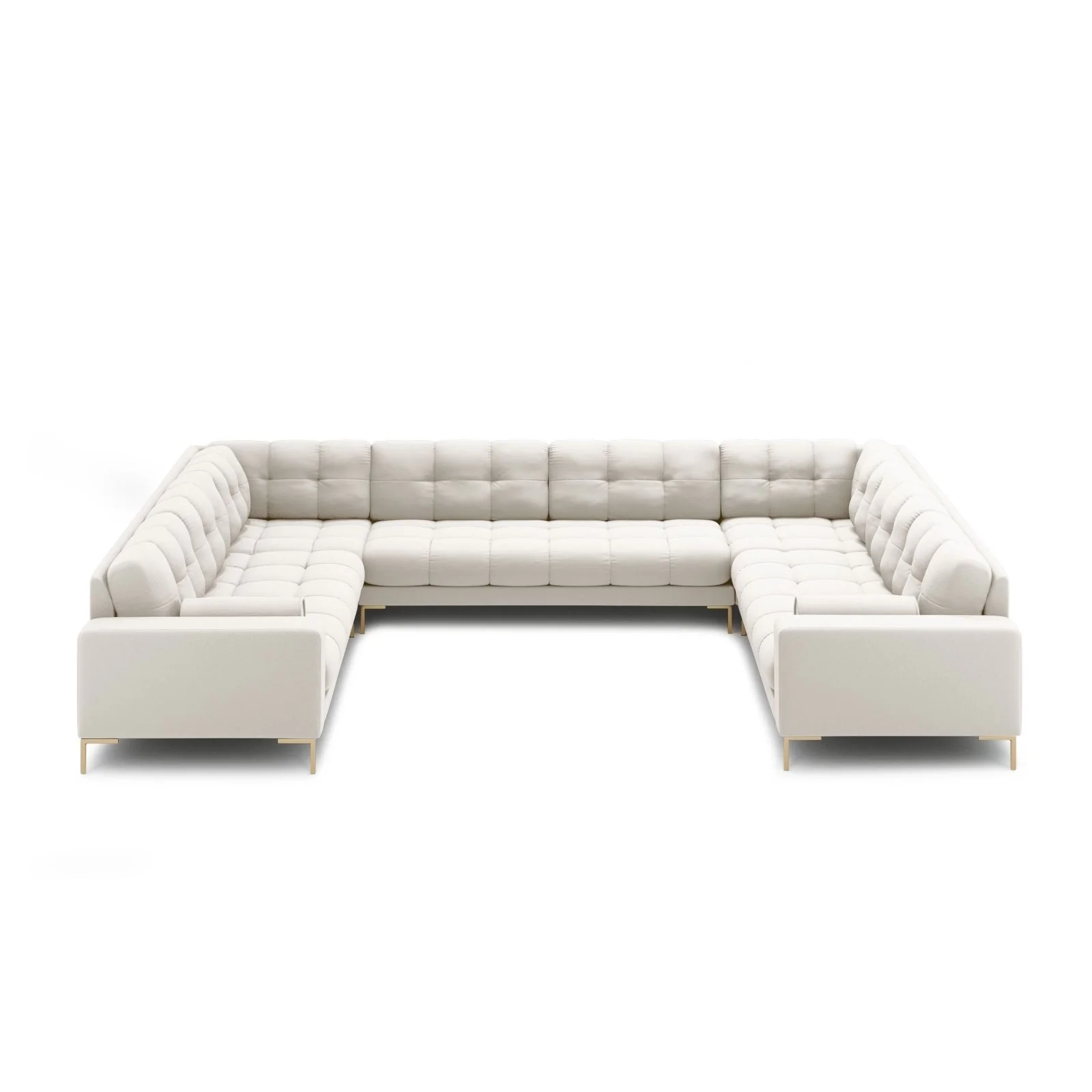 Bali 9-Sitzer Panorama Sofa aus Samt oder Strukturstoff, 327x256x75 cm