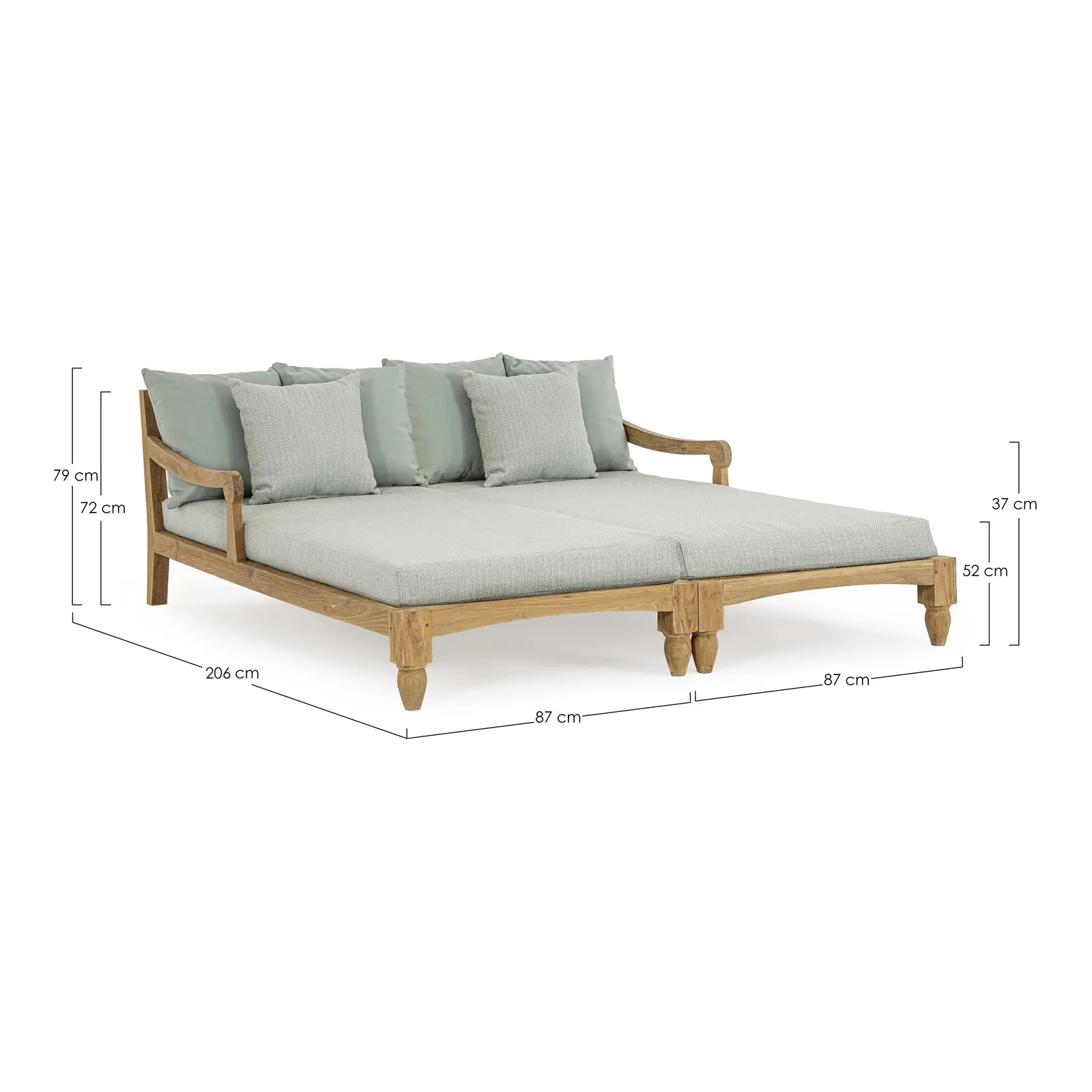 Bali Aqua Daybed Set 2 mit Kissen - FSC - Image 7