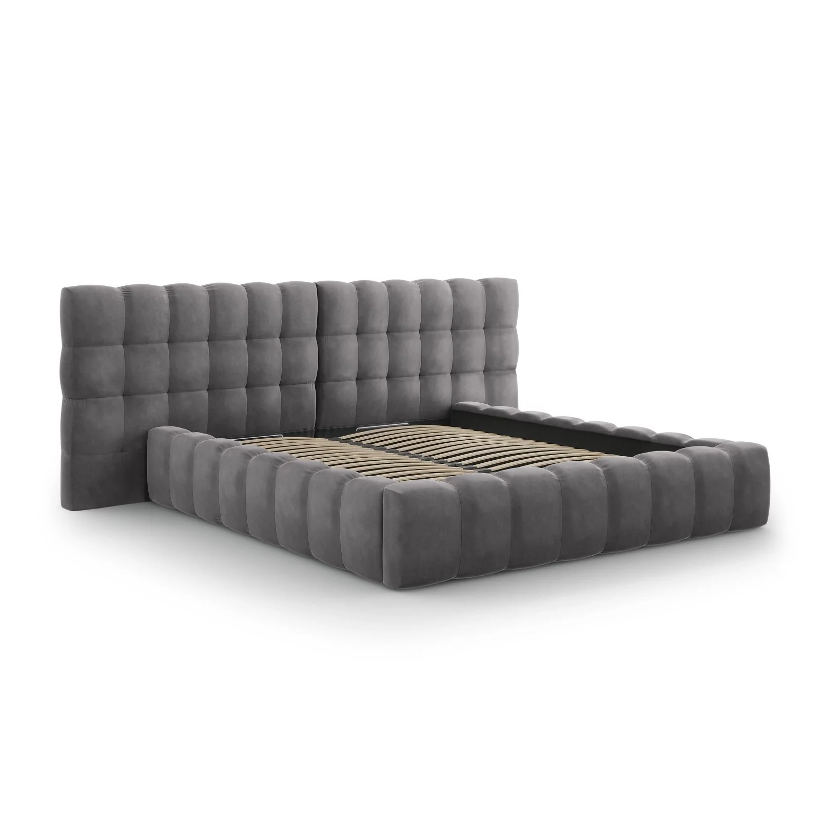 Bali Bett mit Doppelkopfteil und Stauraum, Samtoptik, 180x200 cm - Image 44