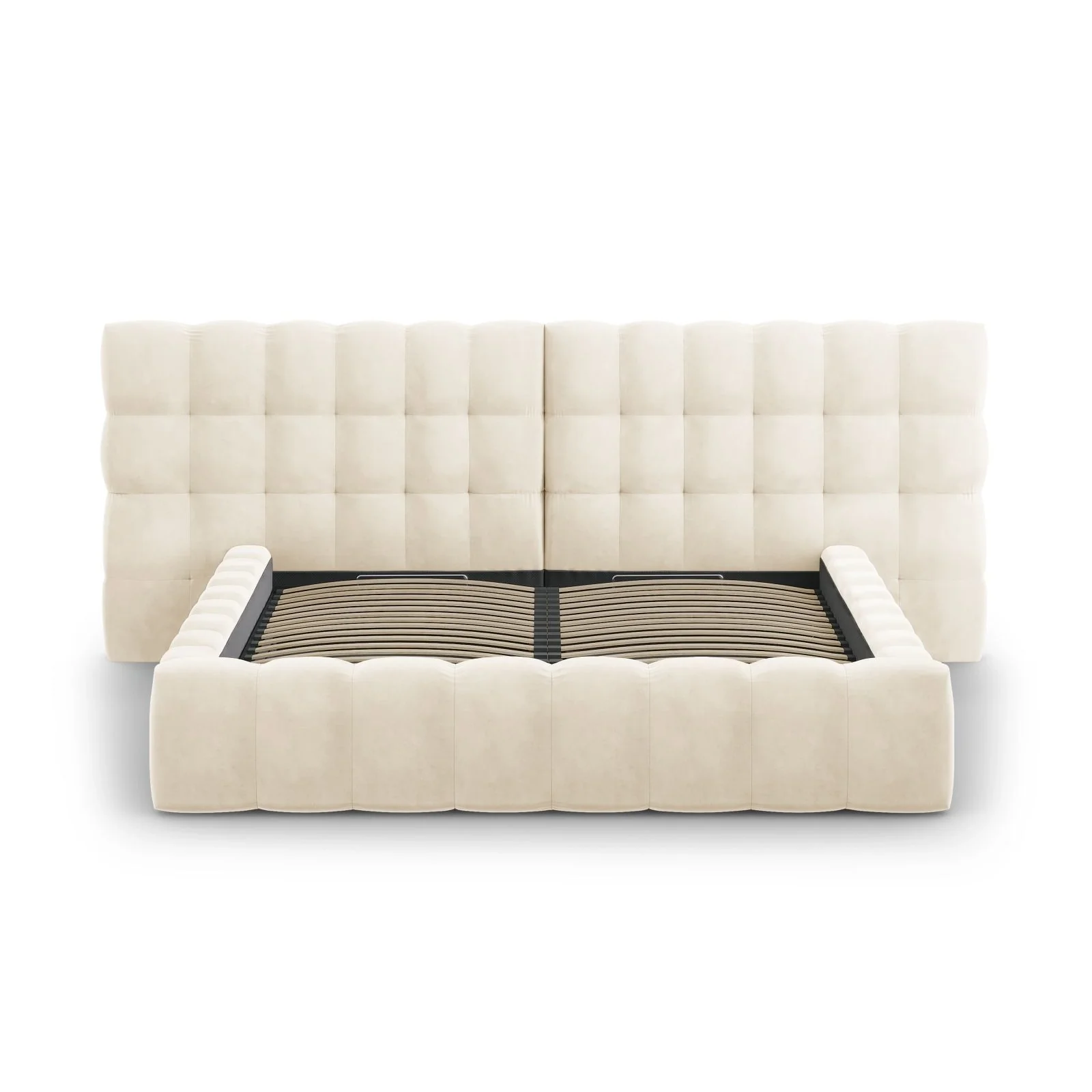 Bali Bett mit Doppelkopfteil und Stauraum, Samtoptik, 180x200 cm - Image 5