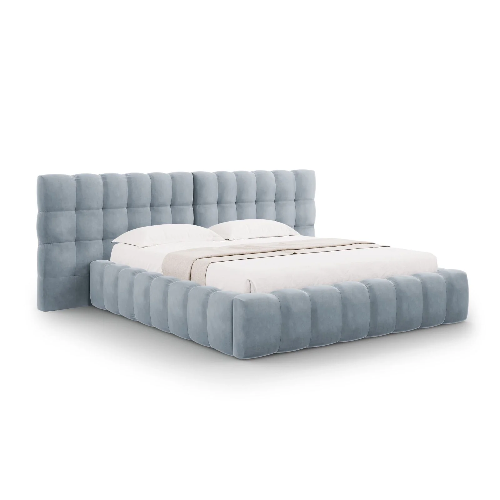 Bali Bett mit Doppelkopfteil und Stauraum, Samtoptik, 180x200 cm - Image 9