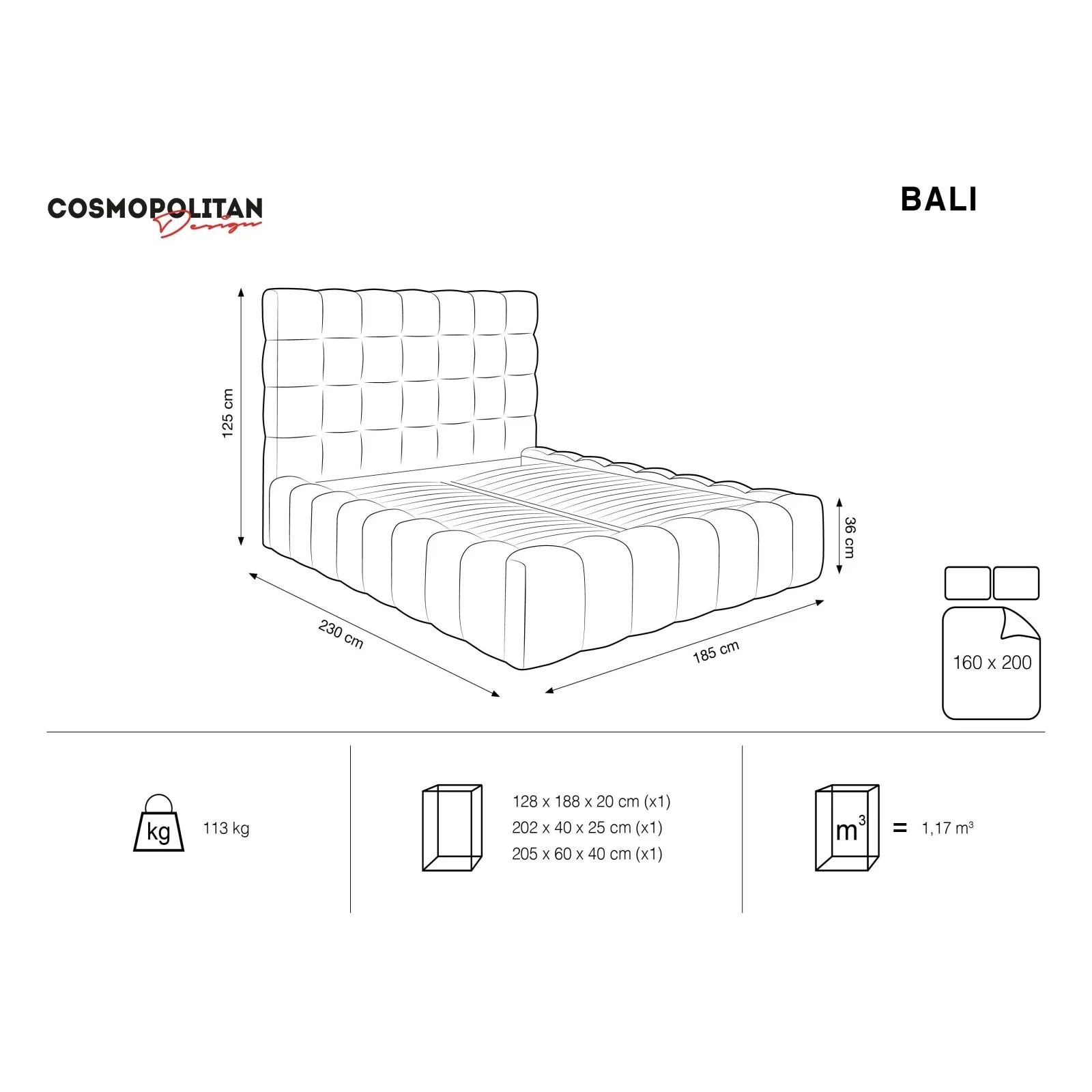 Bali Bett mit Kopfteil und Stauraum, Samtoptik, 160x200 cm - Image 3