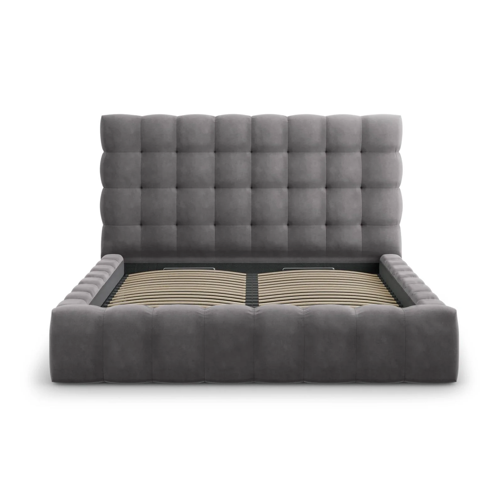 Bali Bett mit Kopfteil und Stauraum, Samtoptik, 160x200 cm - Image 45
