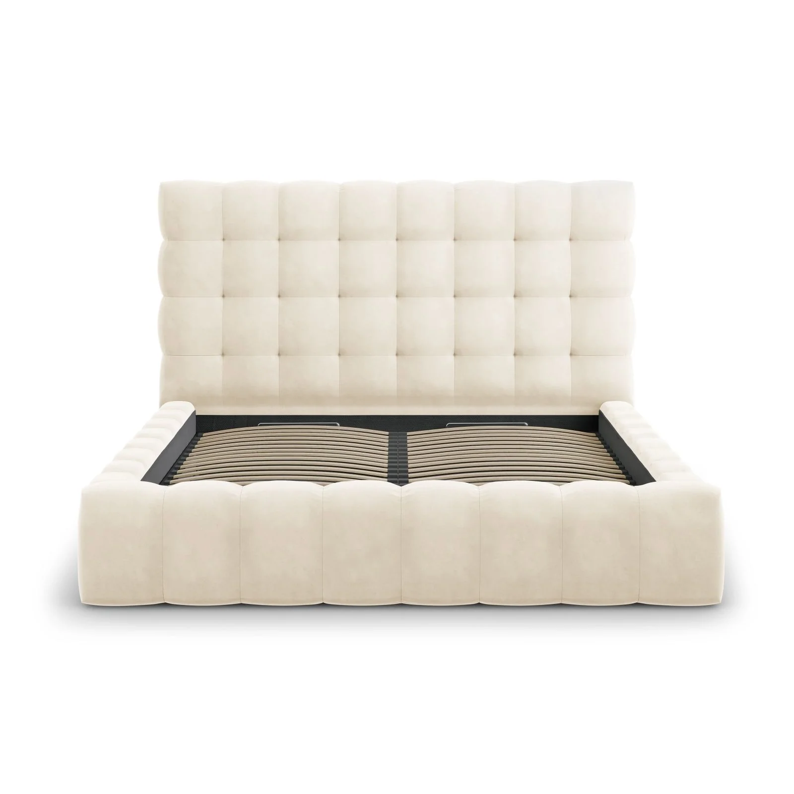 Bali Bett mit Kopfteil und Stauraum, Samtoptik, 160x200 cm - Image 5