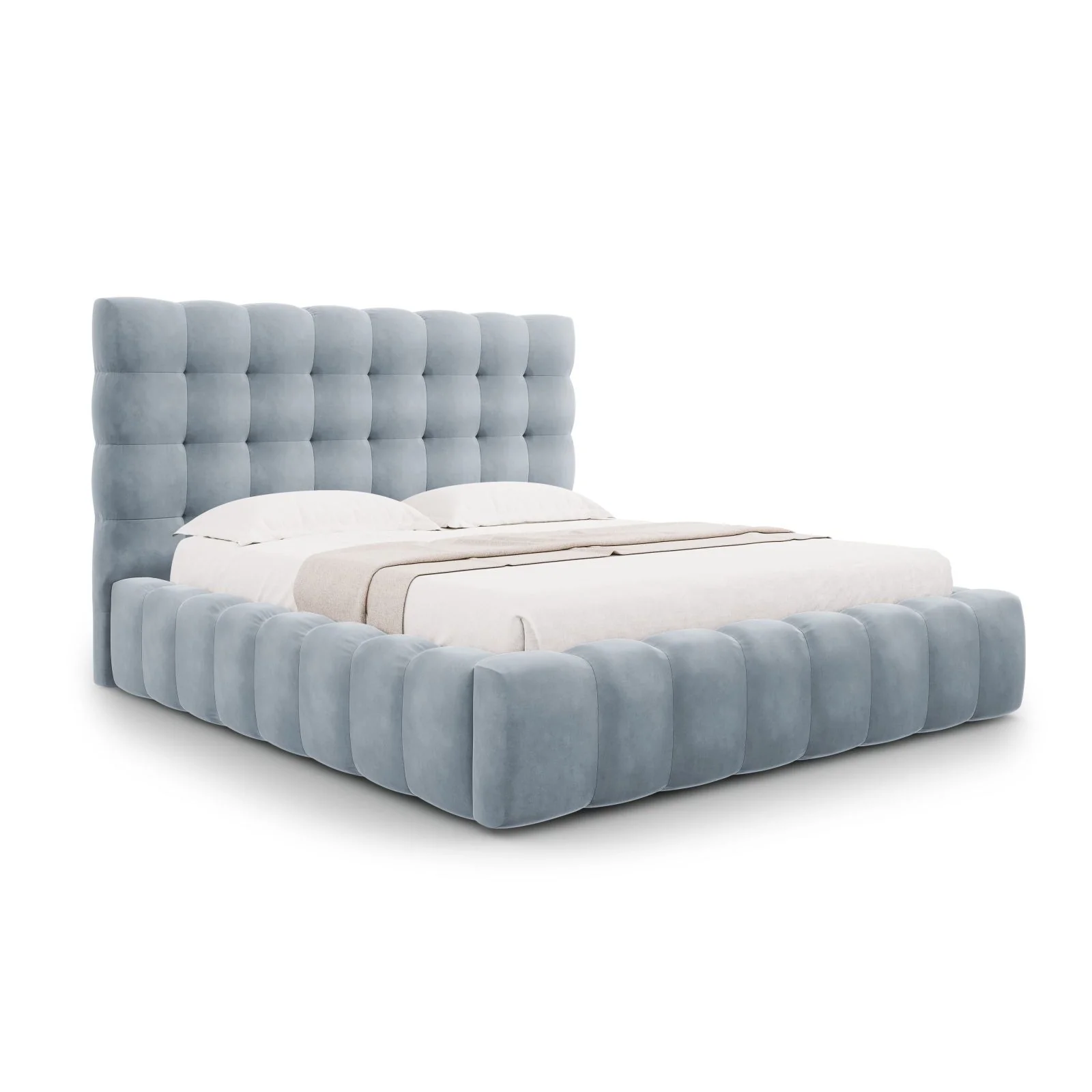 Bali Bett mit Kopfteil und Stauraum, Samtoptik, 160x200 cm - Image 9
