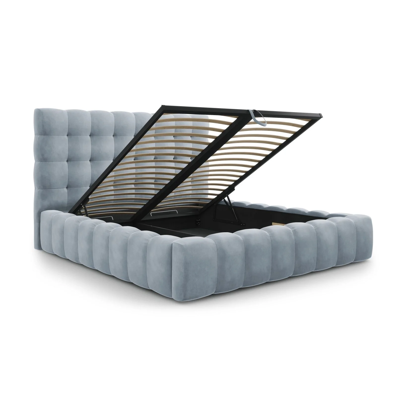 Bali Bett mit Kopfteil und Stauraum, Samtoptik, 200x200 cm - Image 14