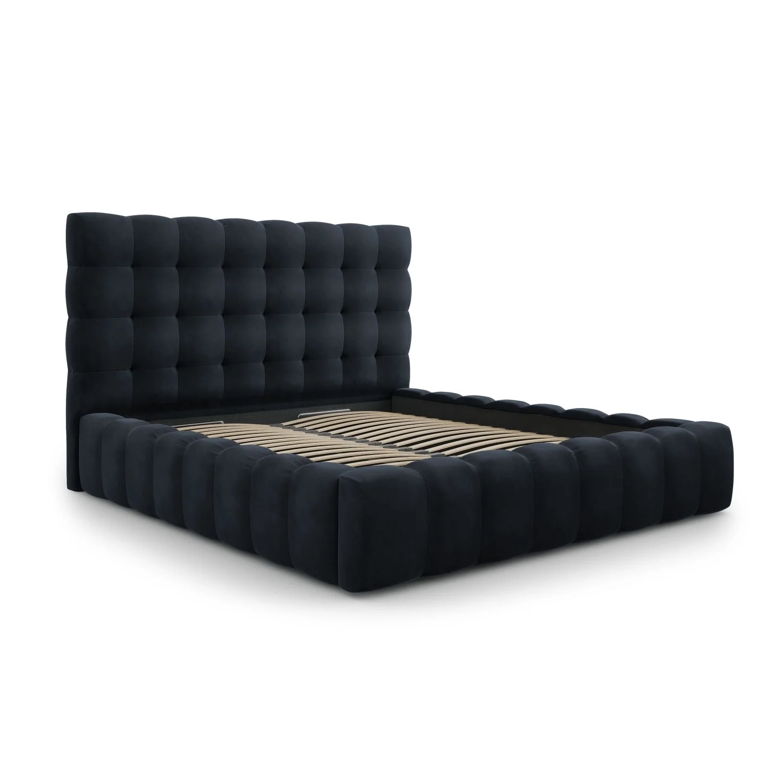 Bali Bett mit Kopfteil und Stauraum, Samtoptik, 200x200 cm - Image 28