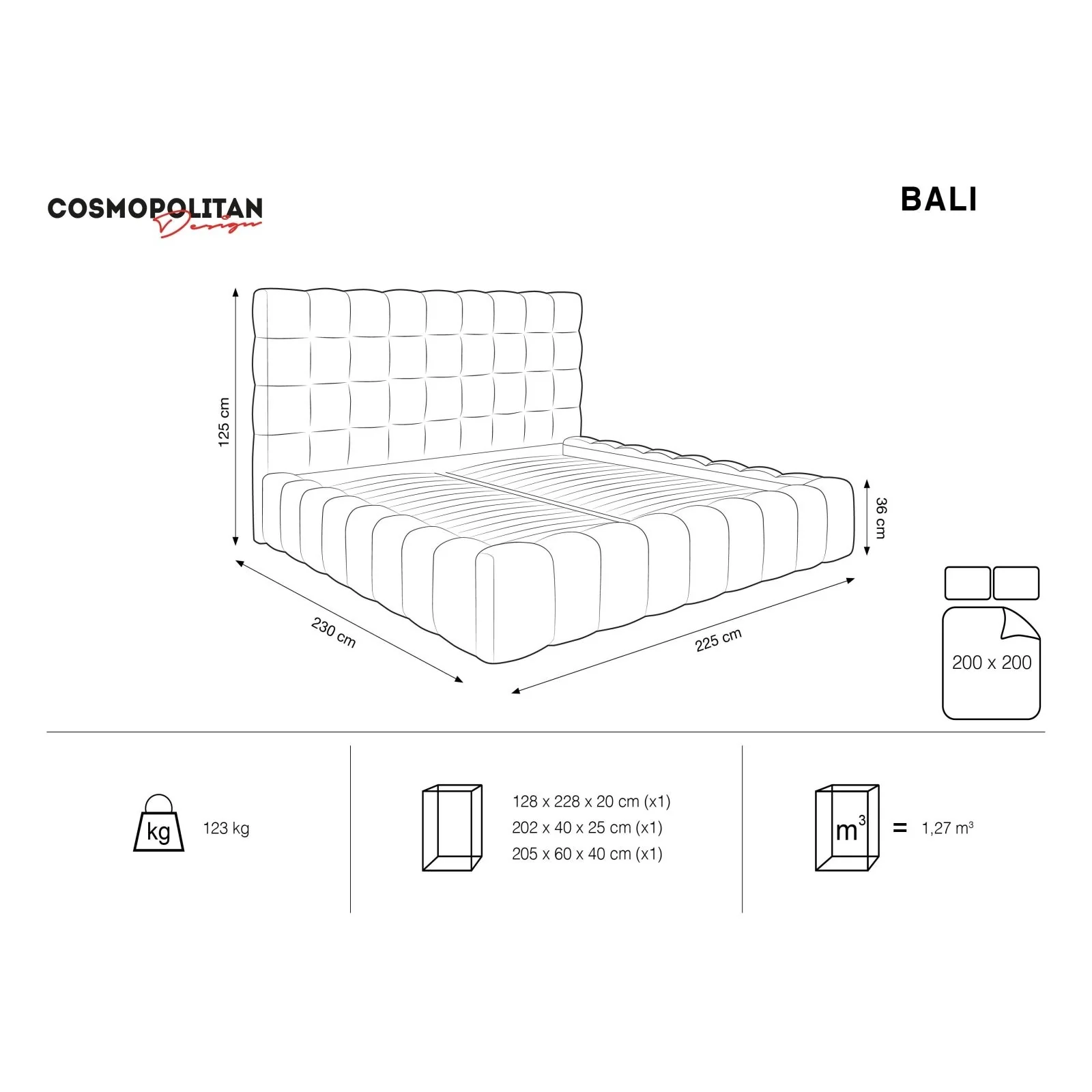 Bali Bett mit Kopfteil und Stauraum, Samtoptik, 200x200 cm - Image 35