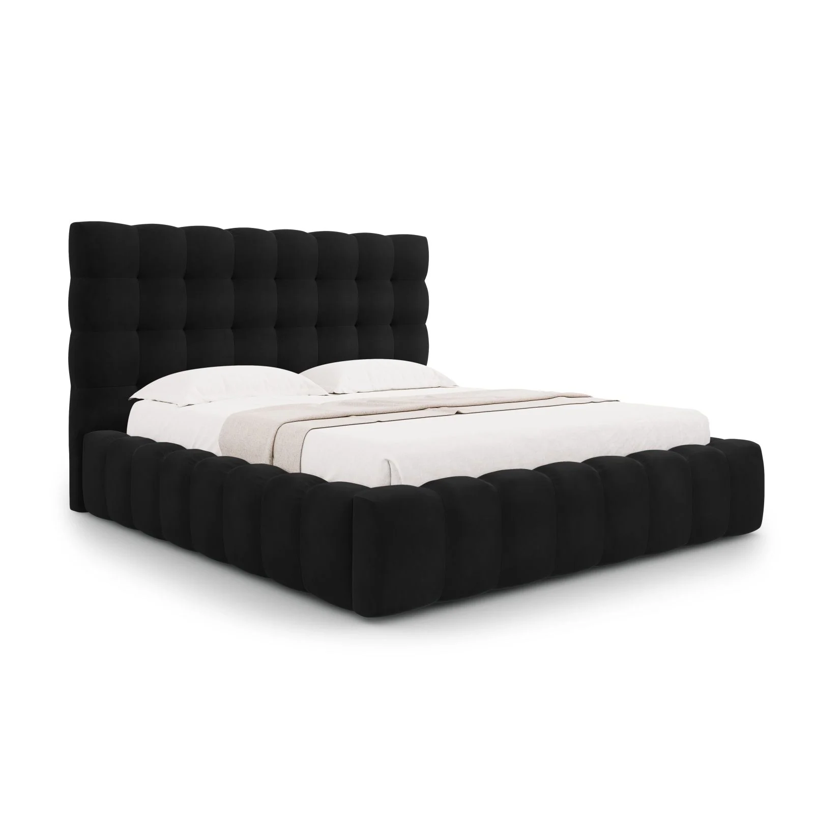 Bali Bett mit Kopfteil und Stauraum, Samtoptik, 200x200 cm - Image 49