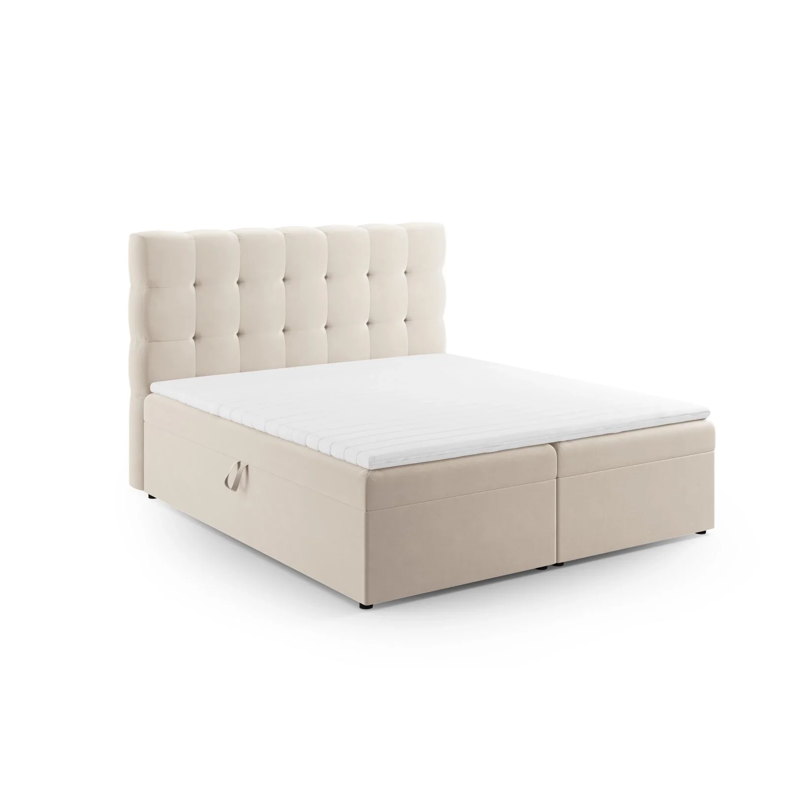Bali Boxspringbett mit Kopfteil und Stauraum aus Samt, 180x200 cm