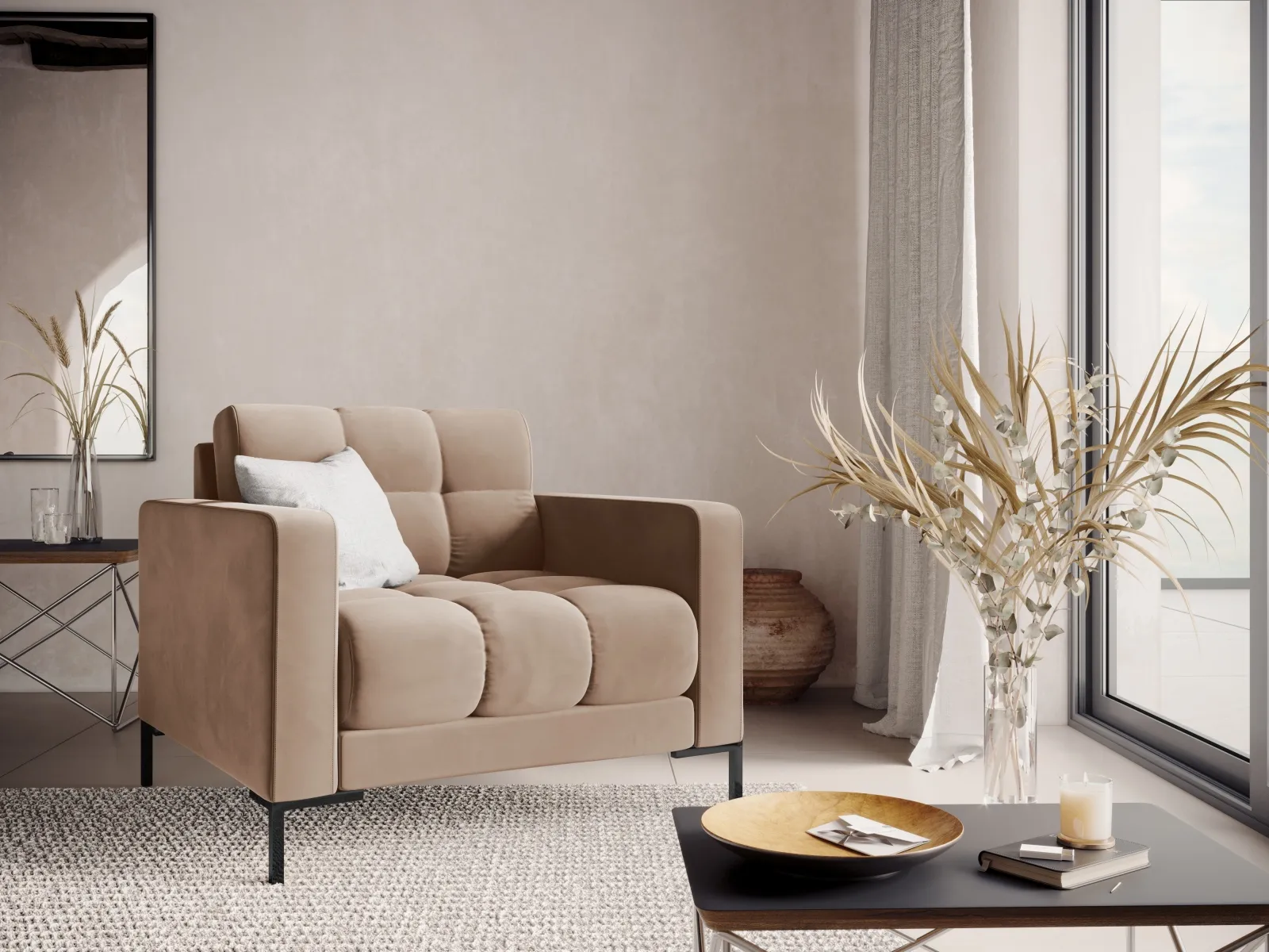 Bali Sessel aus Samt, 87x96x75 cm - Image 126