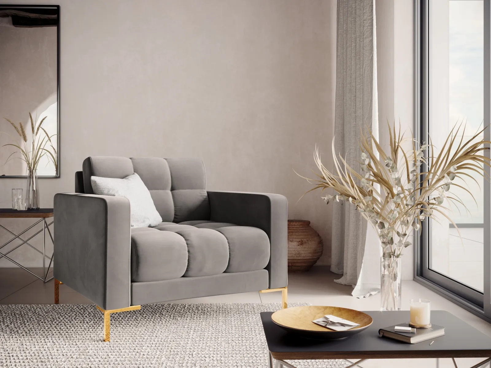 Bali Sessel aus Samt, 87x96x75 cm - Image 16