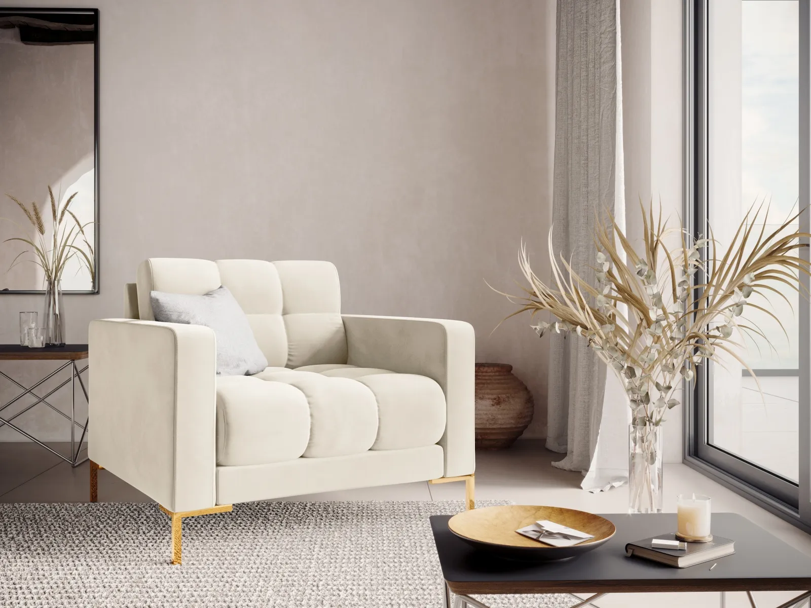Bali Sessel aus Samt, 87x96x75 cm - Image 2