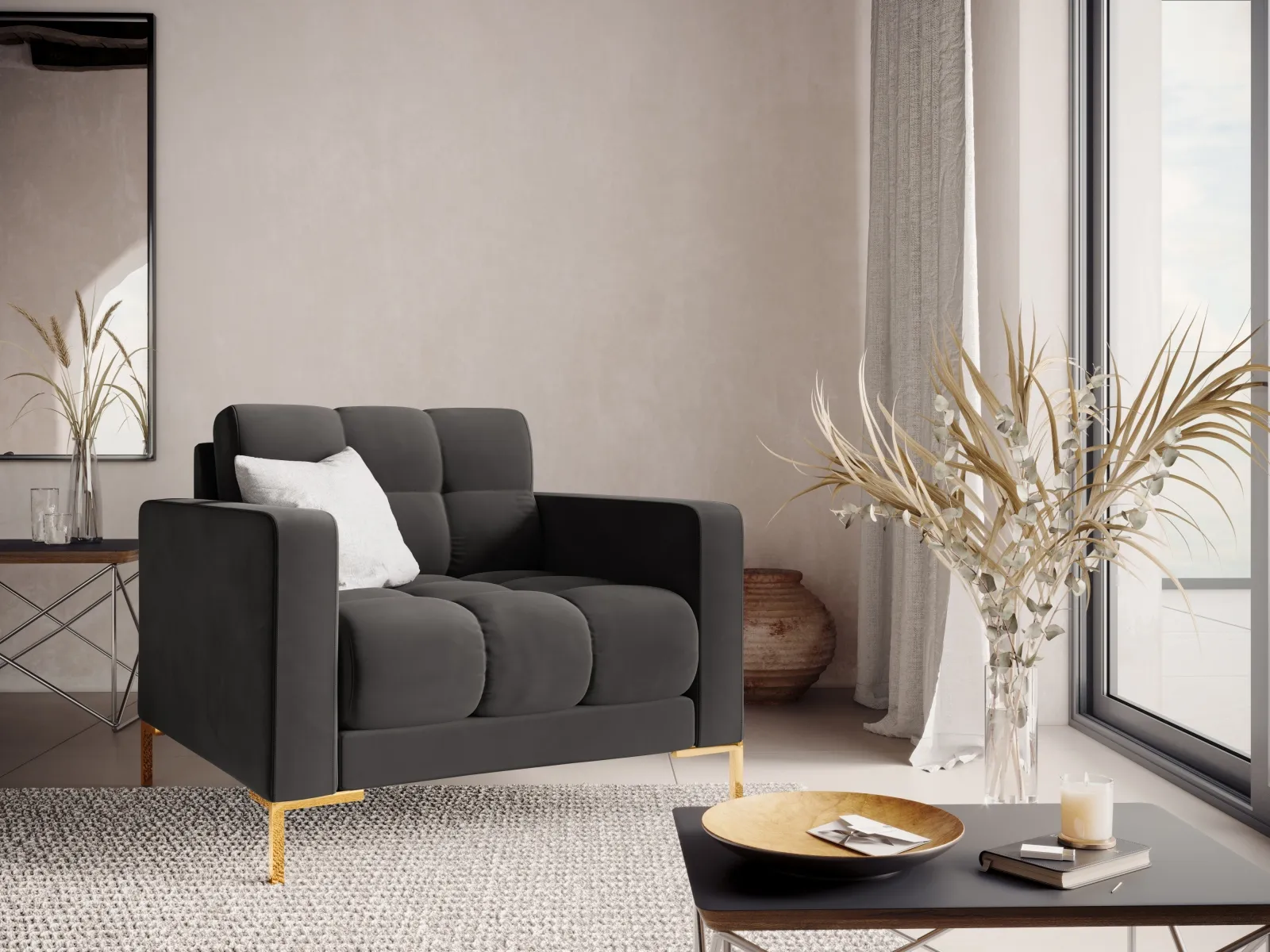 Bali Sessel aus Samt, 87x96x75 cm - Image 23