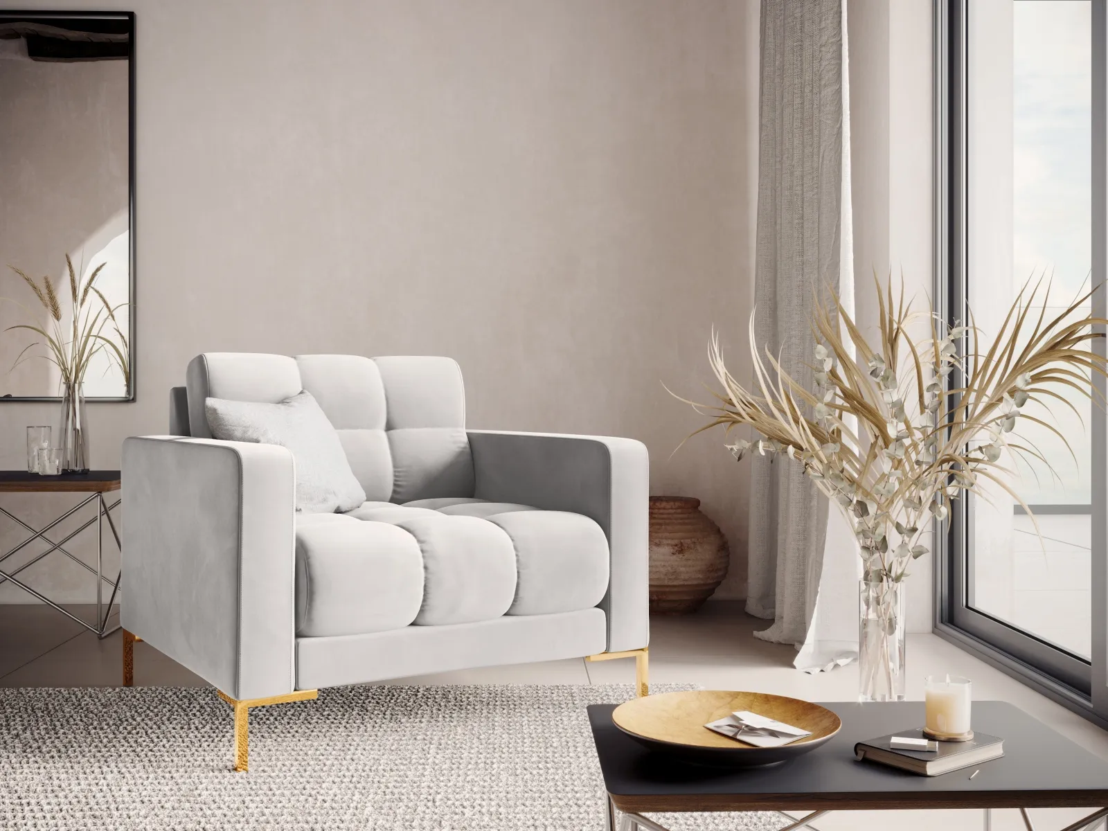 Bali Sessel aus Samt, 87x96x75 cm - Image 9