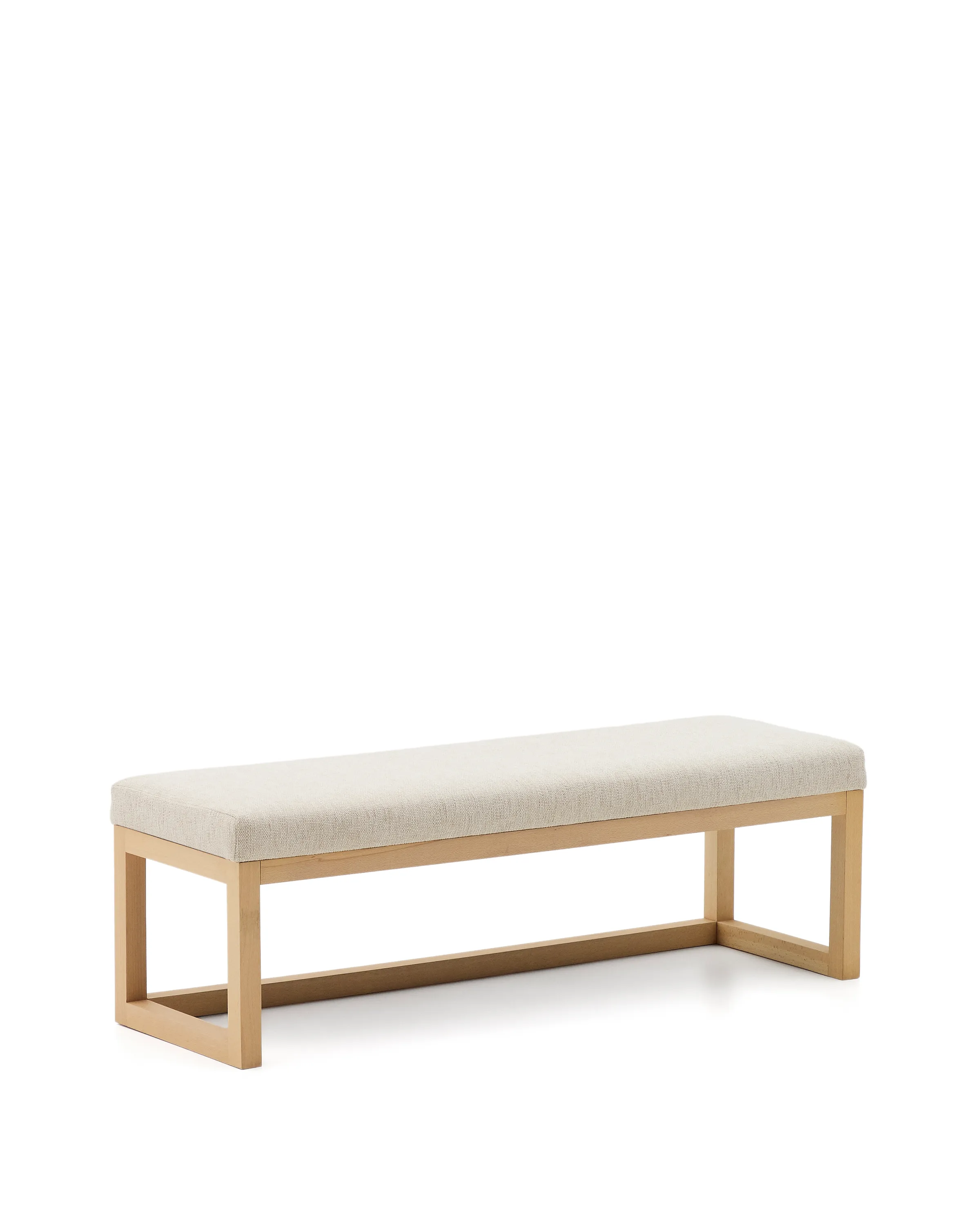 Bank Loya aus beiger Chenille und Buchenholz 128 cm - Image 5