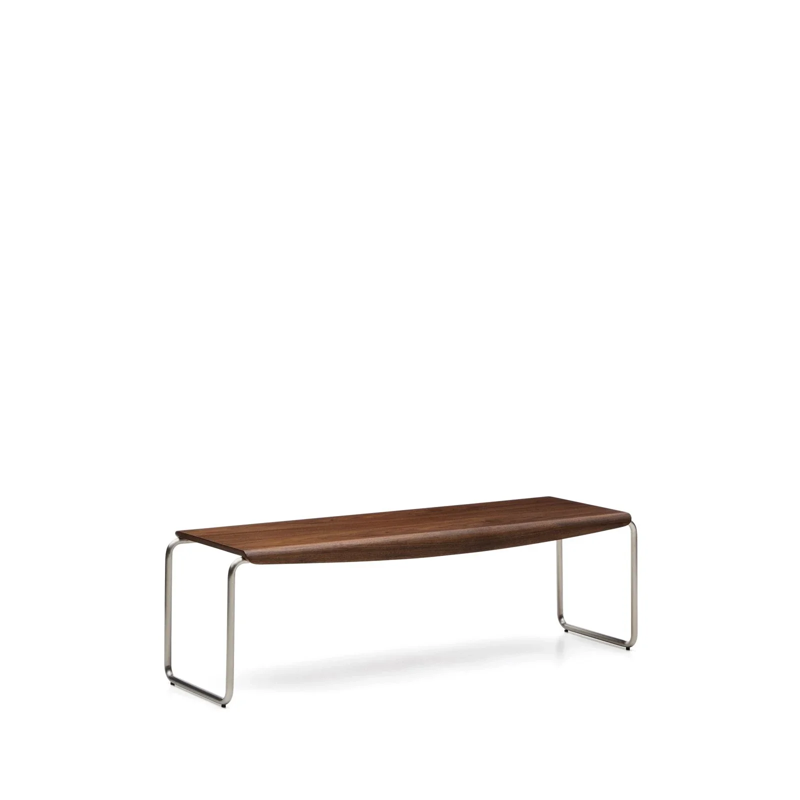 Bank Tarsel aus Nussbaumfurnier FSC 100% mit Gestell aus gebürstetem Edelstahl 142 cm - Image 5