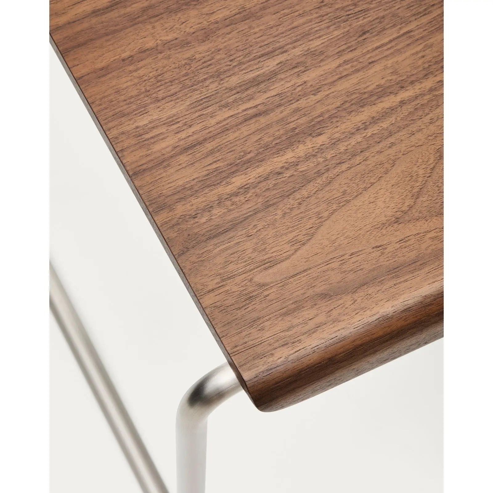 Bank Tarsel aus Nussbaumfurnier FSC 100% mit Gestell aus gebürstetem Edelstahl 142 cm - Image 6