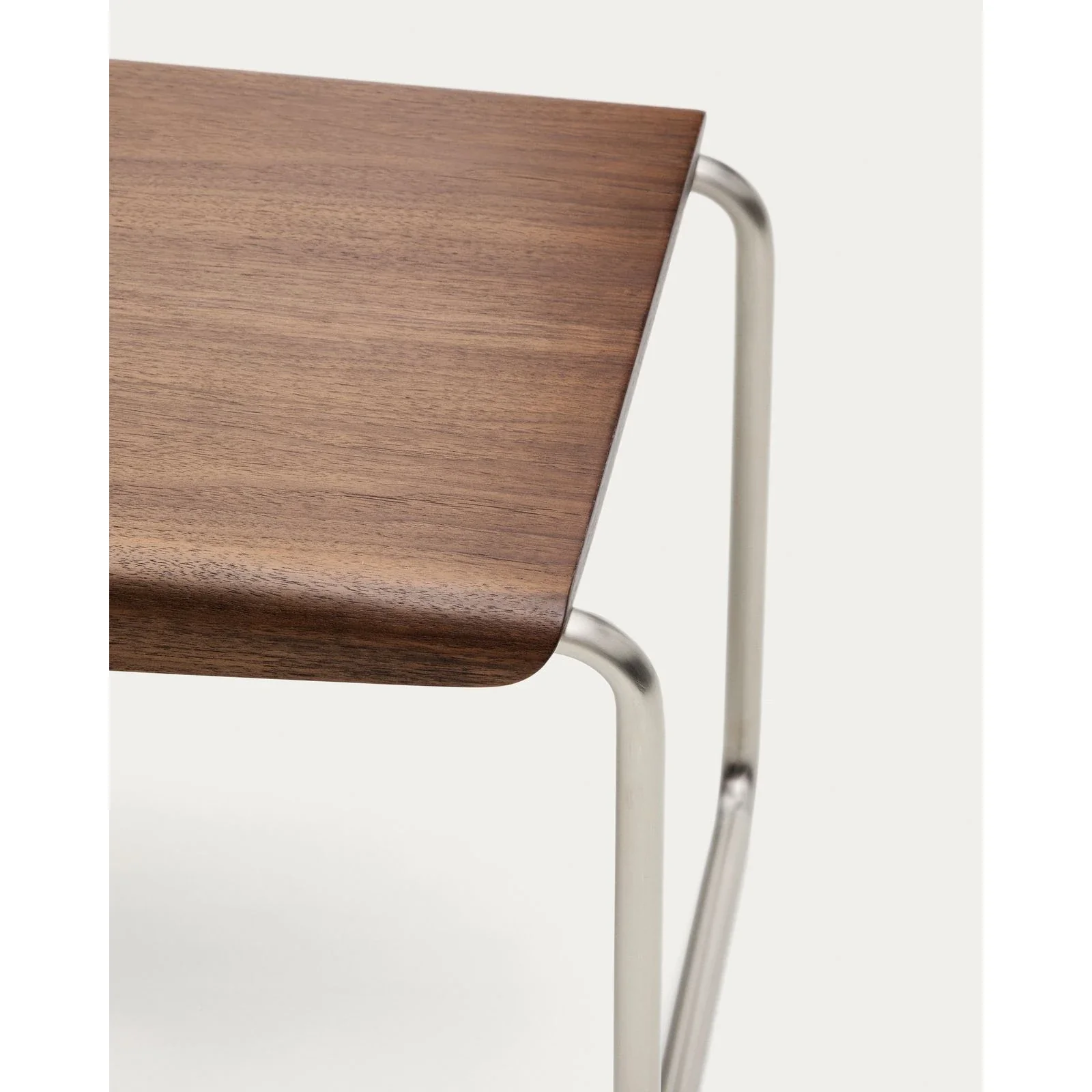 Bank Tarsel aus Nussbaumfurnier FSC 100% mit Gestell aus gebürstetem Edelstahl 142 cm - Image 7