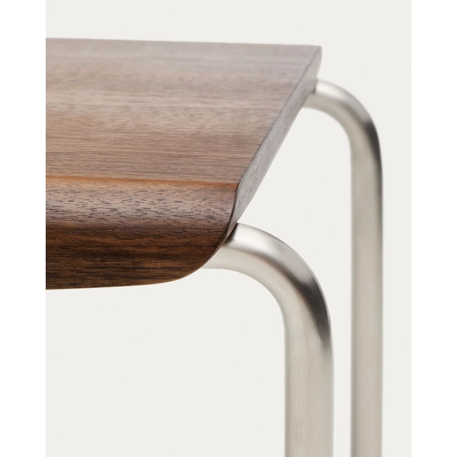 Bank Tarsel aus Nussbaumfurnier FSC 100% mit Gestell aus gebürstetem Edelstahl 142 cm - Image 8