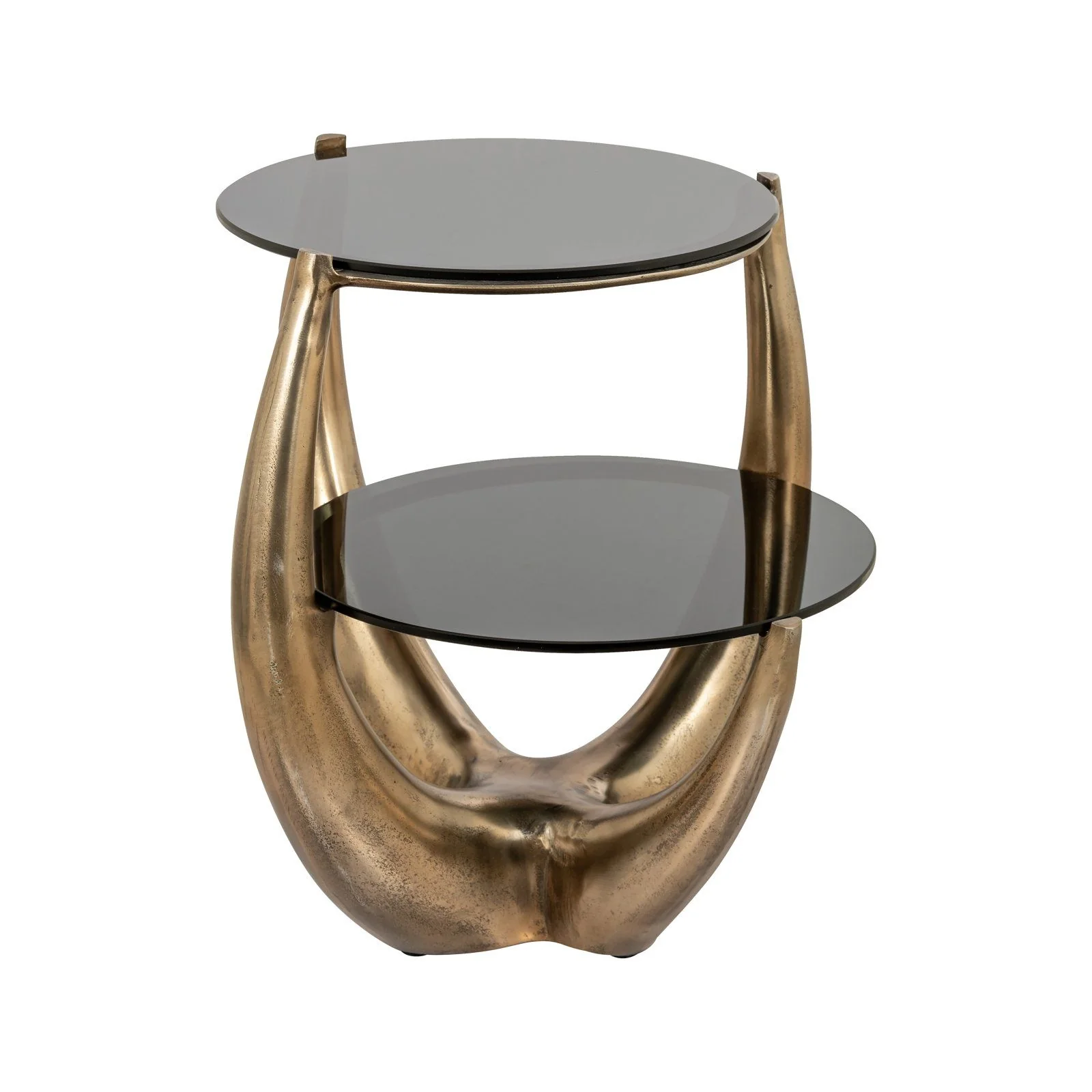 Beistelltisch Aida mit Glas in gold, 48x61x53 cm