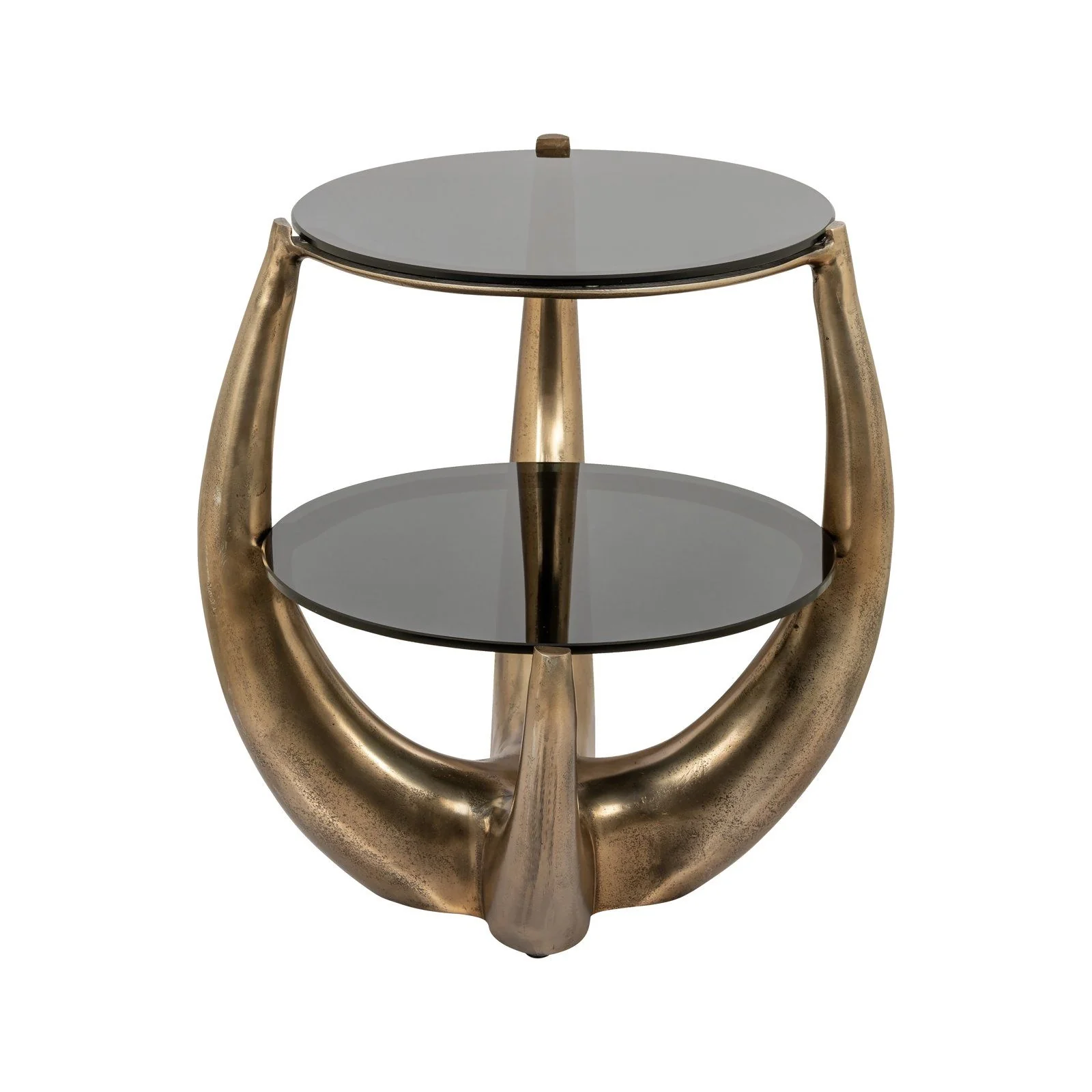 Beistelltisch Aida mit Glas in gold, 48x61x53 cm - Image 2