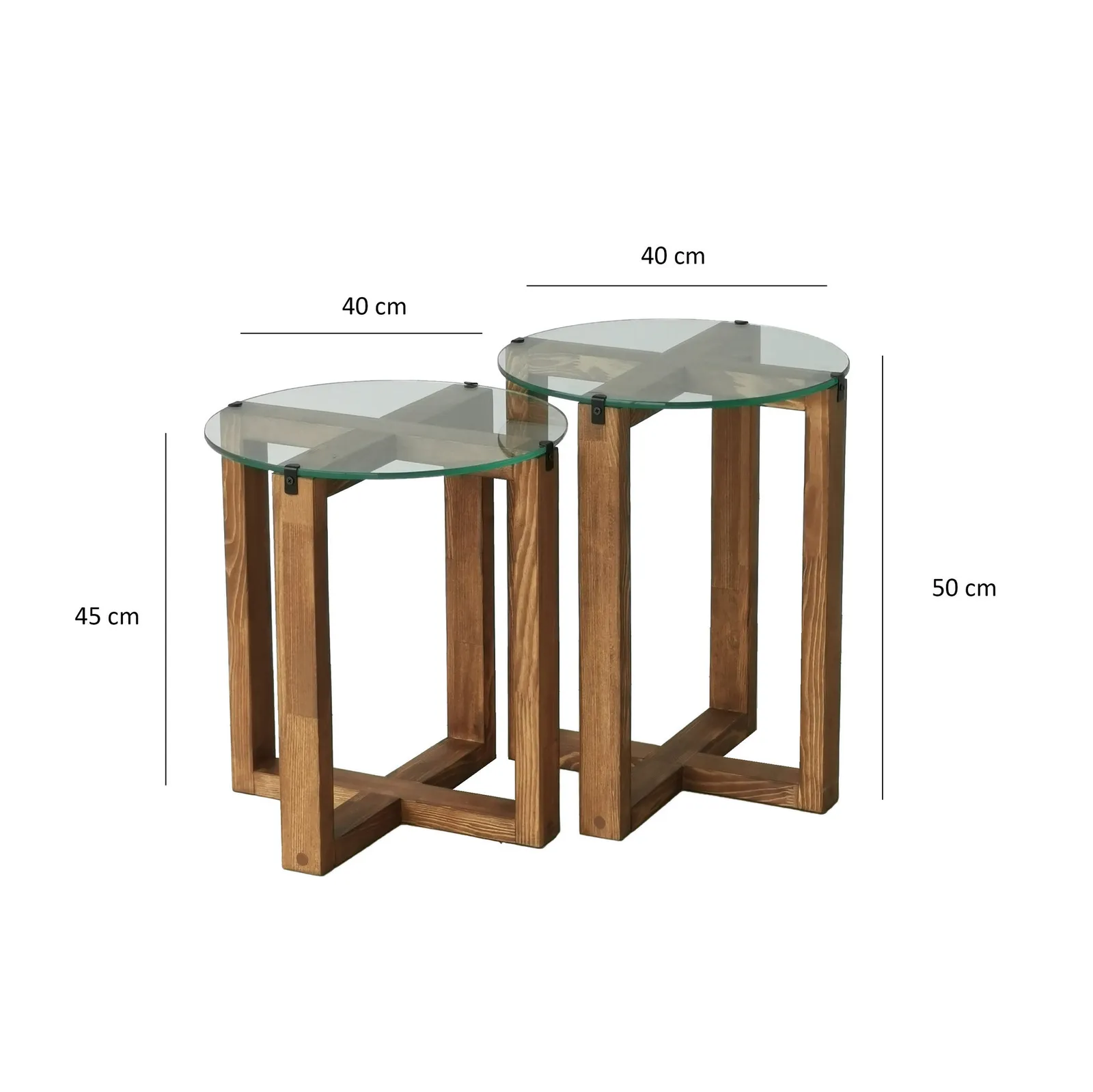 Beistelltisch Amalfi aus gehärtetem Glas und massivem Kiefernholz, 50×40×40 cm - Image 15