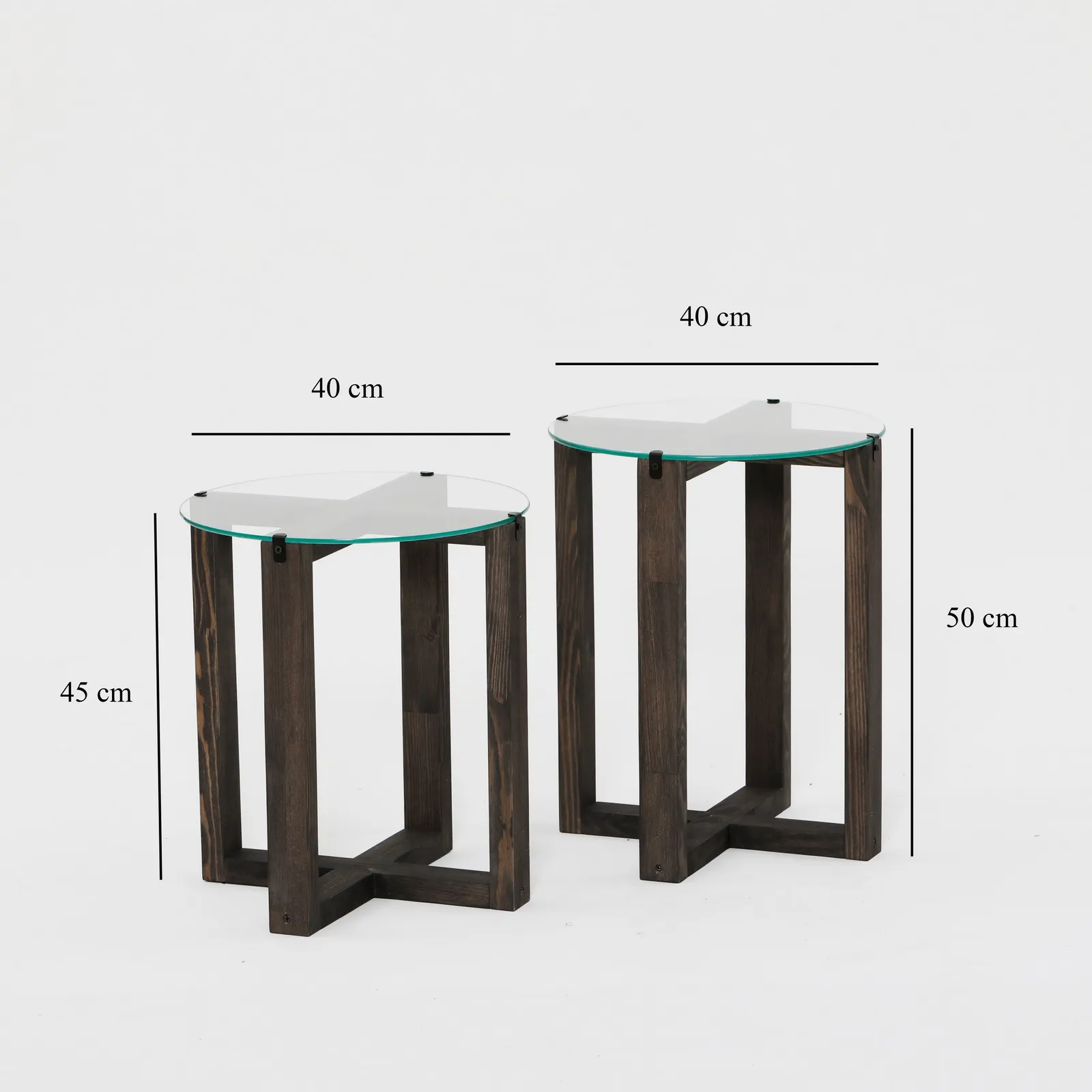 Beistelltisch Amalfi aus gehärtetem Glas und massivem Kiefernholz, 50×40×40 cm - Image 6