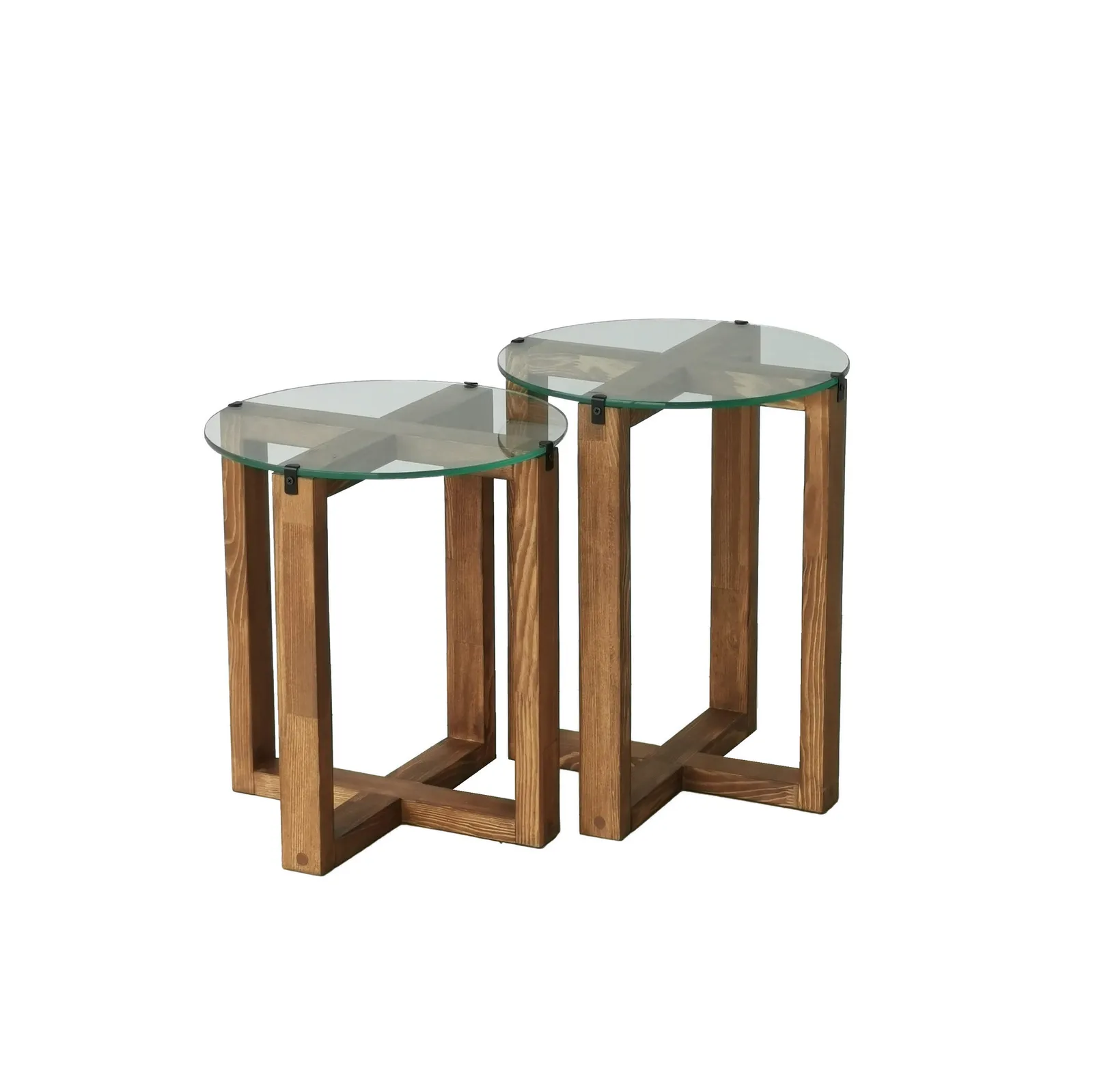 Beistelltisch Amalfi aus gehärtetem Glas und massivem Kiefernholz, 50×40×40 cm - Image 7